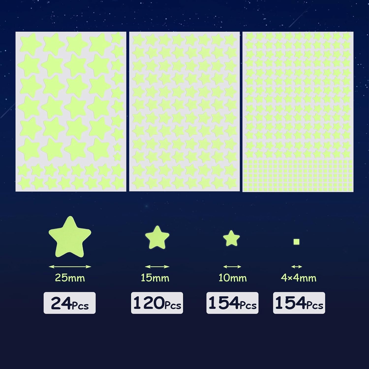 Stelle Fluorescenti Adesive da Parete e Soffitto - 452 Pezzi Autoadesive Luminose - Decorazioni per Cameretta Bambini - immagine 2