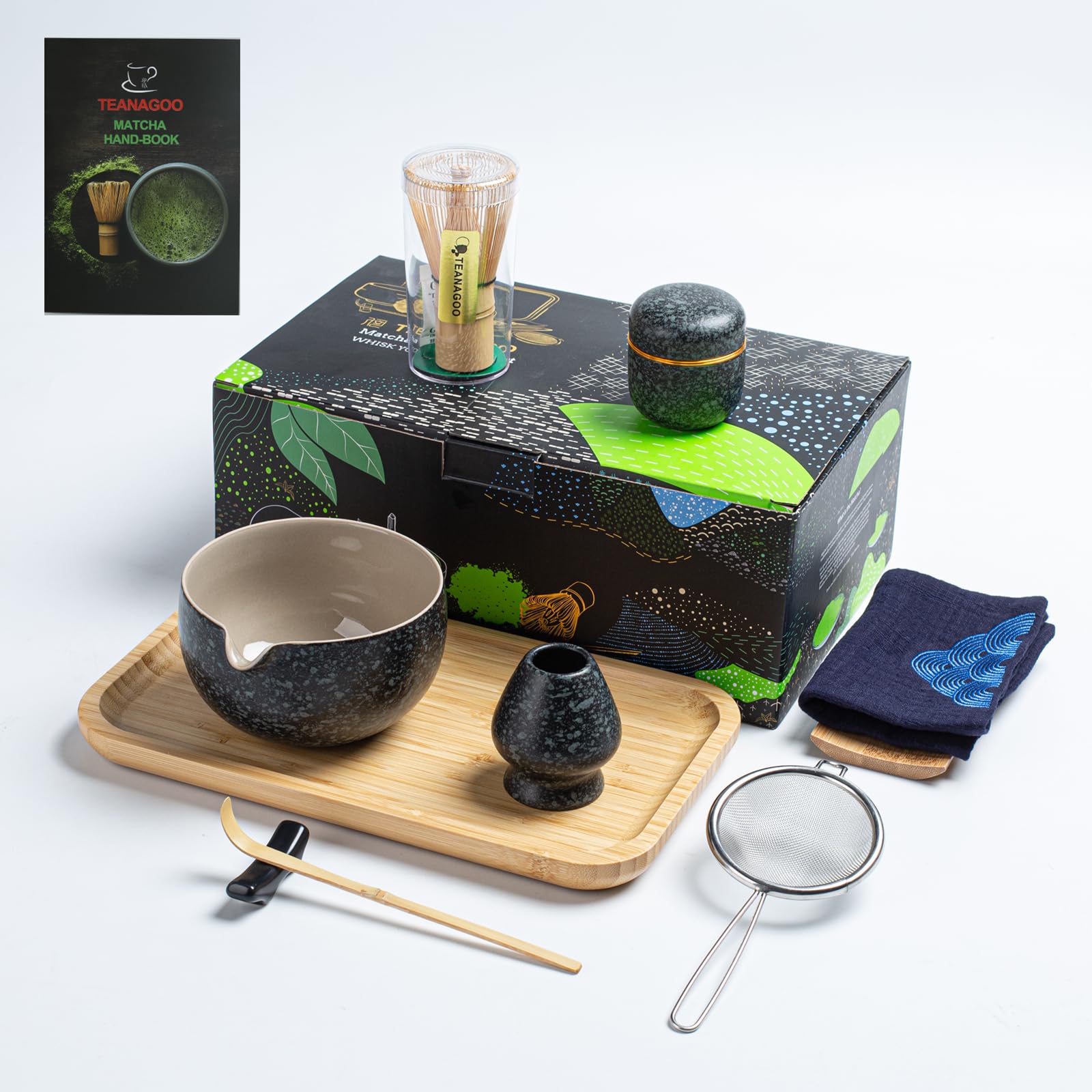Teanagoo Set da Tè Matcha con Vassoio, Grigio Carbone