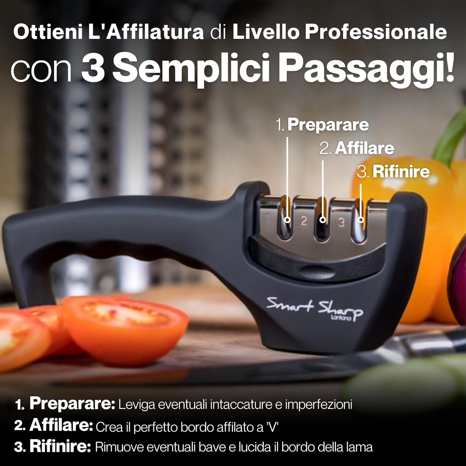 Lantana Smart Sharp - Affilacoltelli Manuale a 3 Fasi - immagine 2