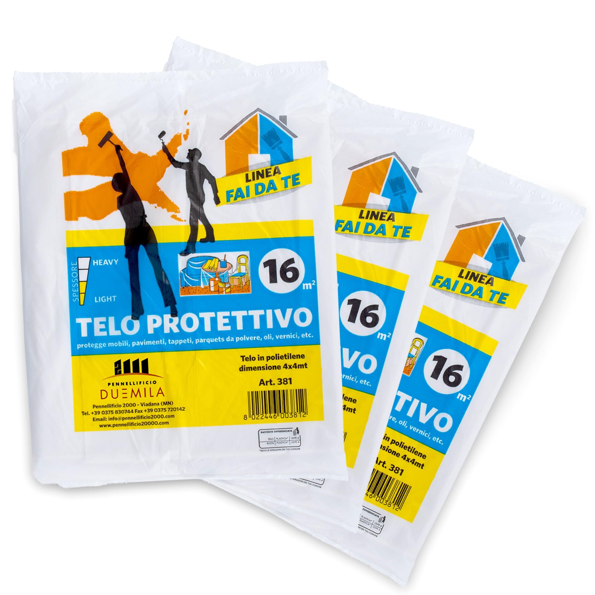 Pennellificio 2000 - Set 6 Teli Copritutto in Plastica 4x4m