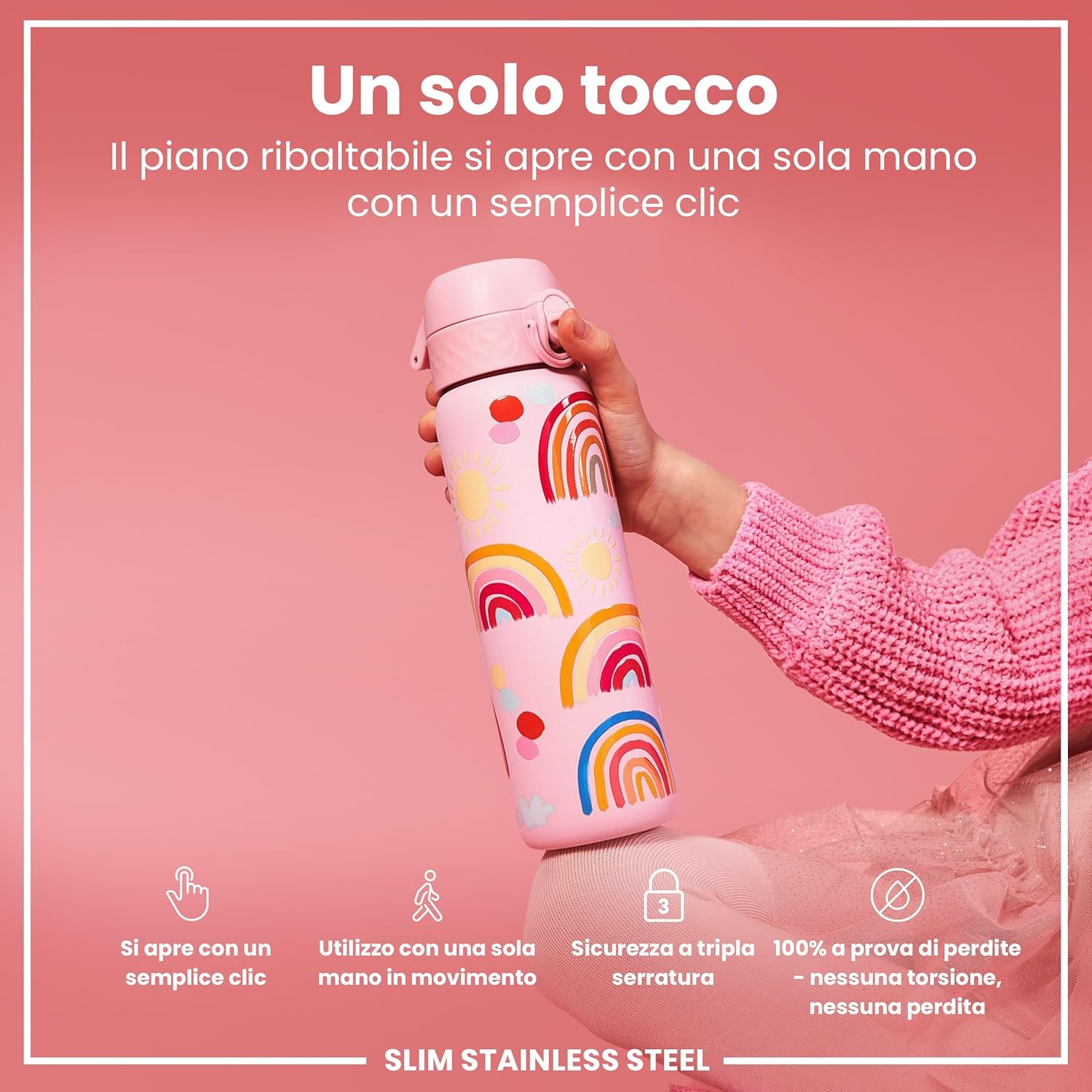 Ion8 Borraccia Inox Leggero 600ml Arcobaleni - immagine 3