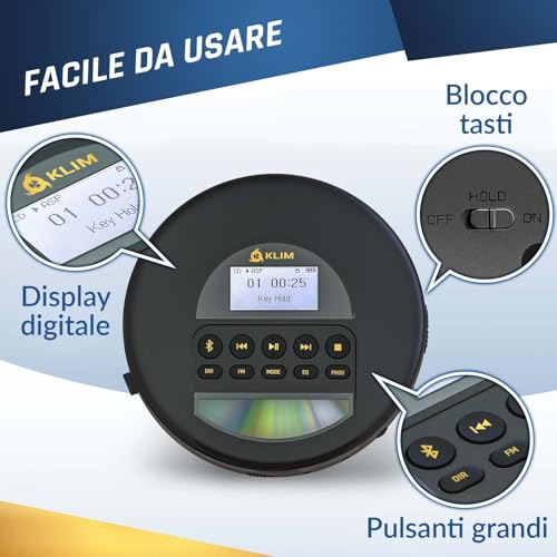 Klim Nomad - Lettore CD Portatile, Oro - immagine 4