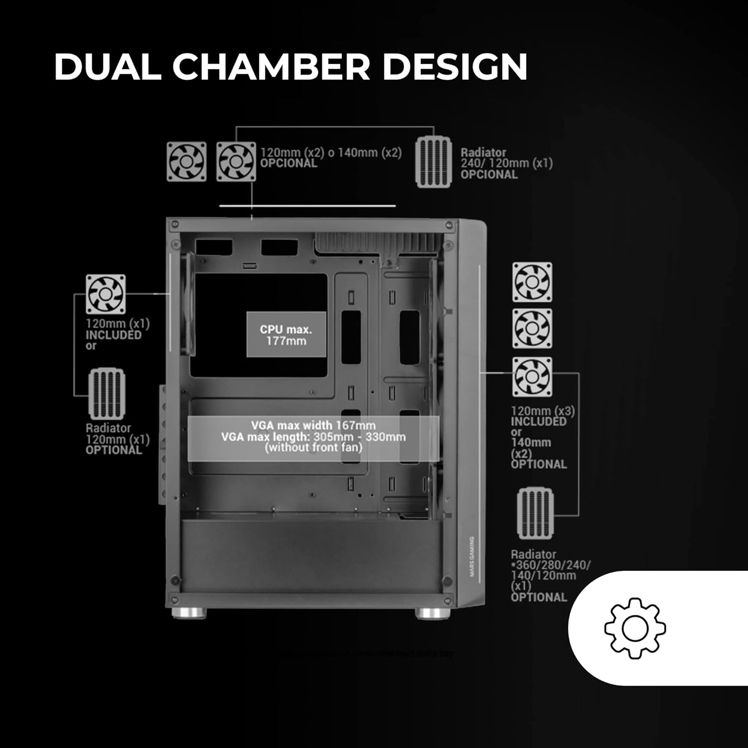 Mars Gaming MC-3000 - Semitower Gaming ATX, Nero - immagine 5