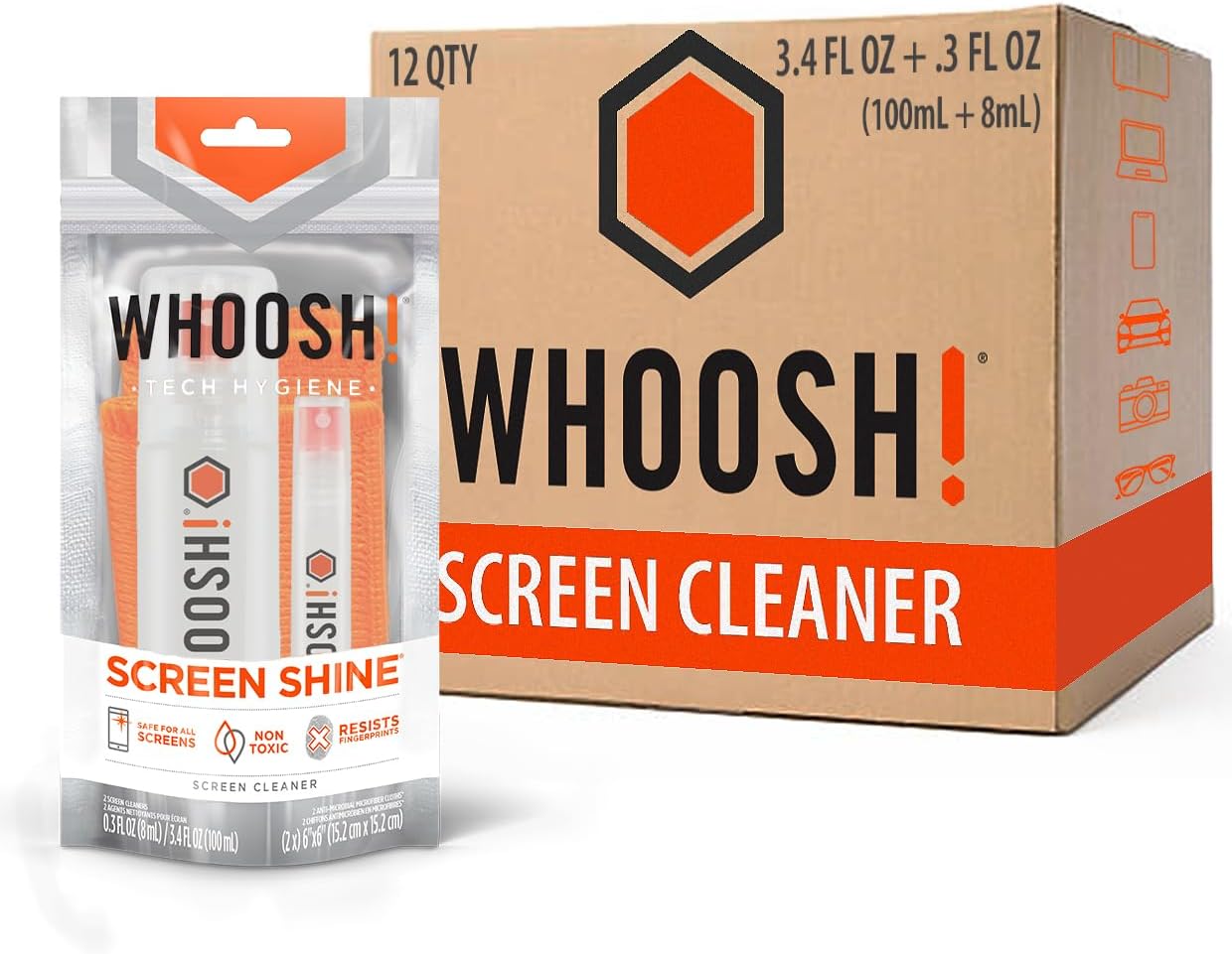 Whoosh! Laptop Screen Cleaner Spray and Wipe - Set 12x - immagine 1