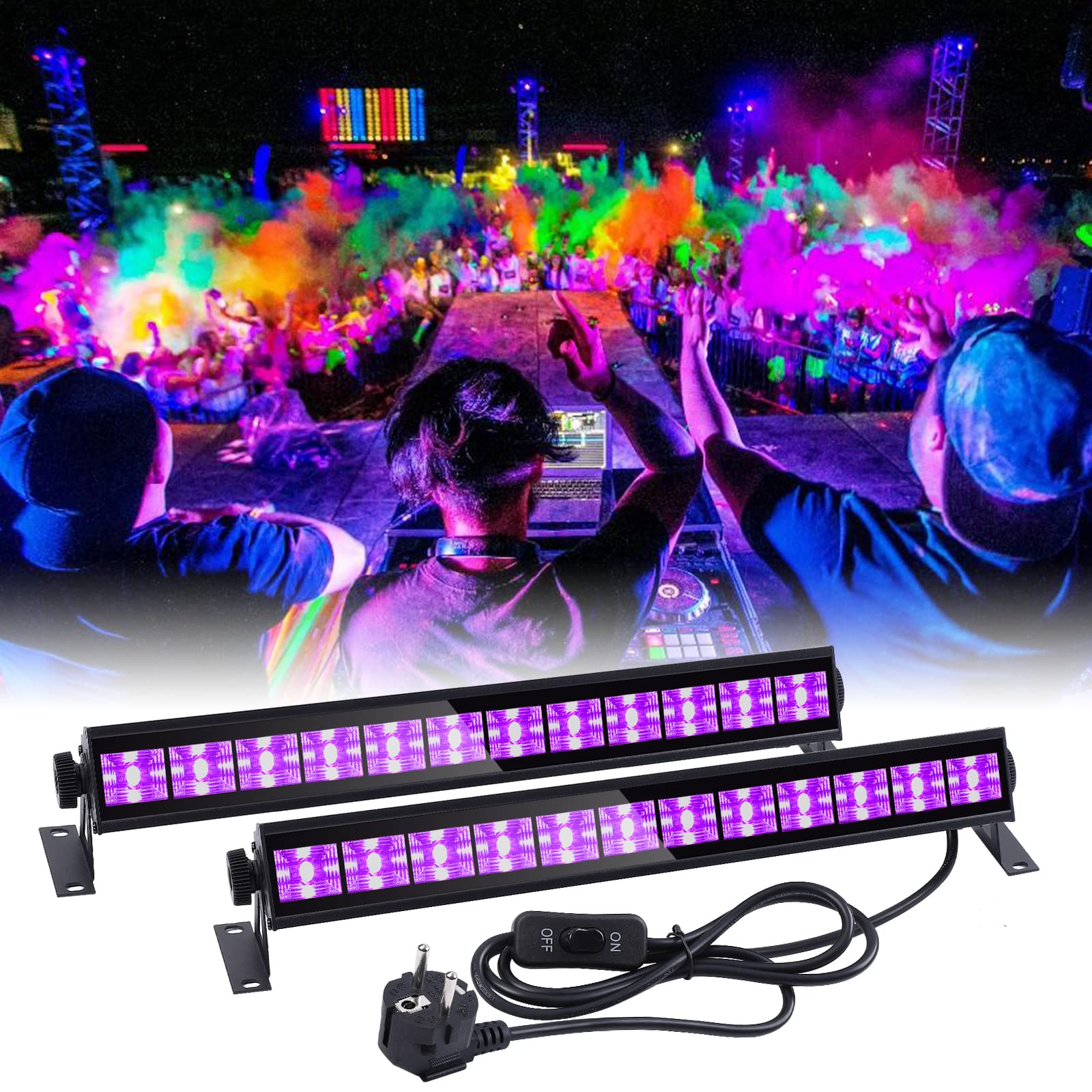 Litake Luce Nera UV 2 Pezzi, 36W 12 LED 390-400nm