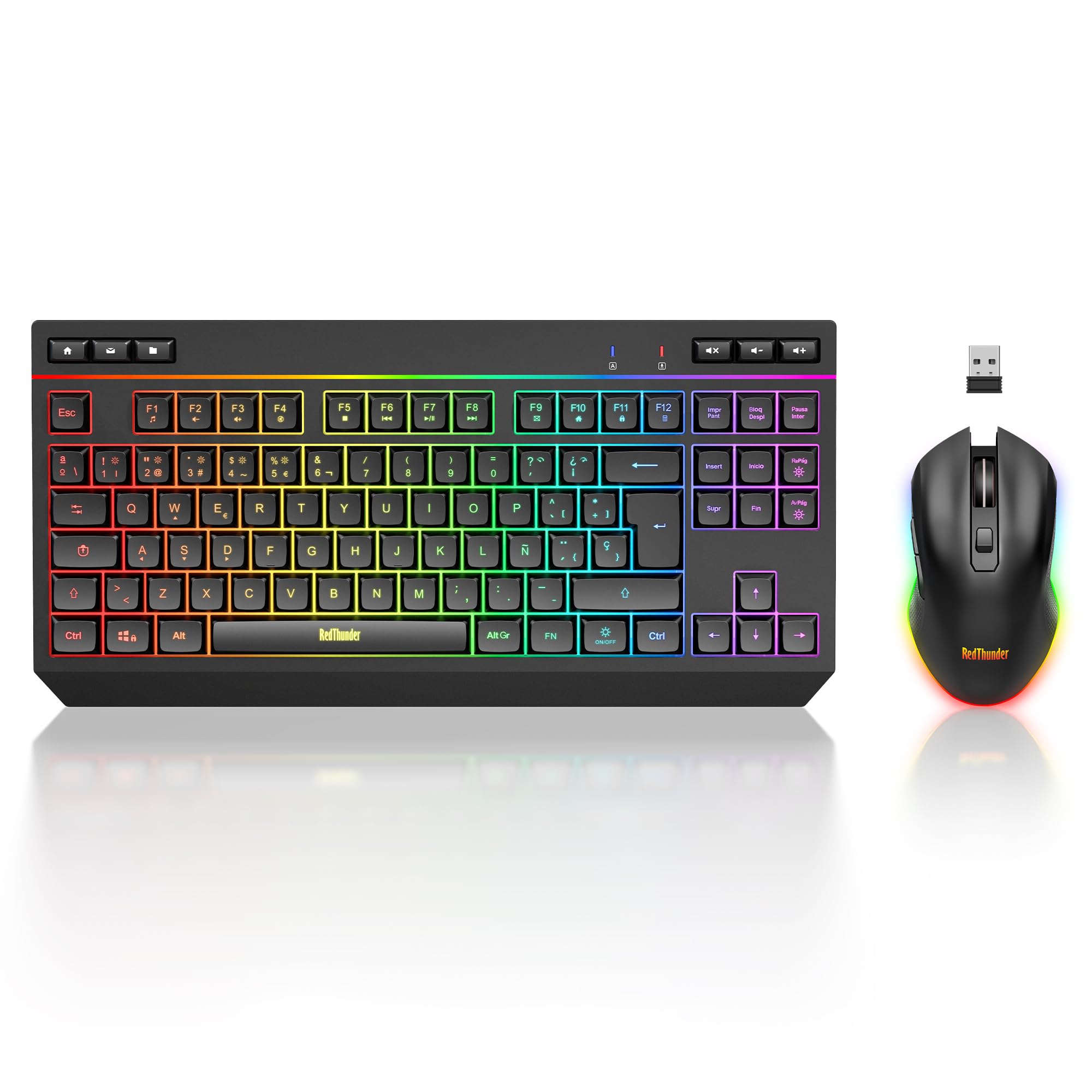 Redthunder K20 TKL - Tastiera Gaming Wireless RGB, Nera