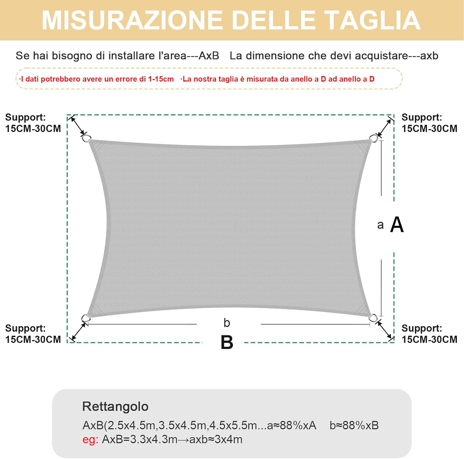 Heng Feng Tenda a Vela Impermeabile Rettangolare - immagine 4