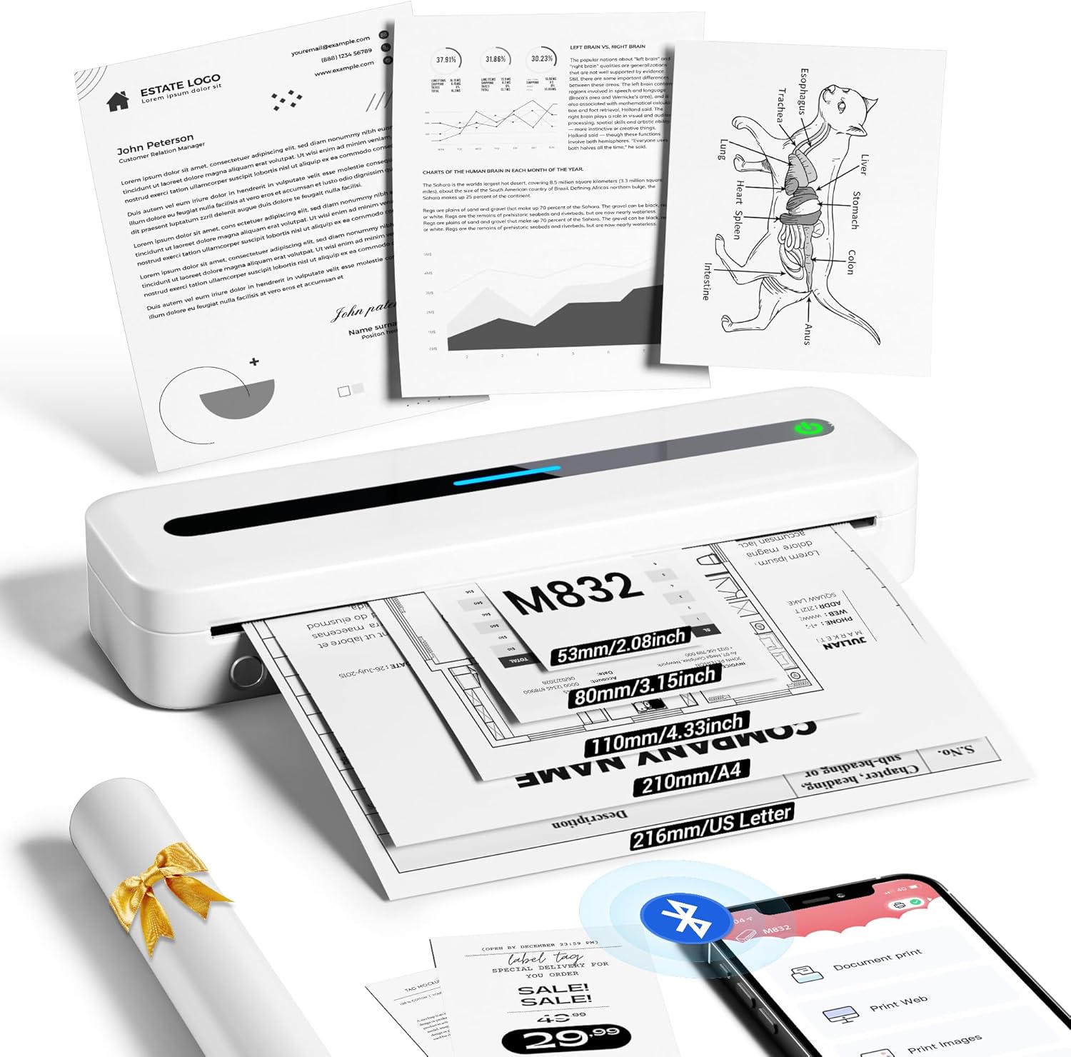 Itriace M832 Stampante Termica Portatile A4 - immagine 1