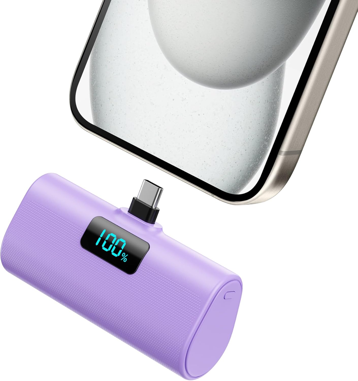 Power Bank 5200mAh Ultra-compatto USB C PD, Viola - immagine 1