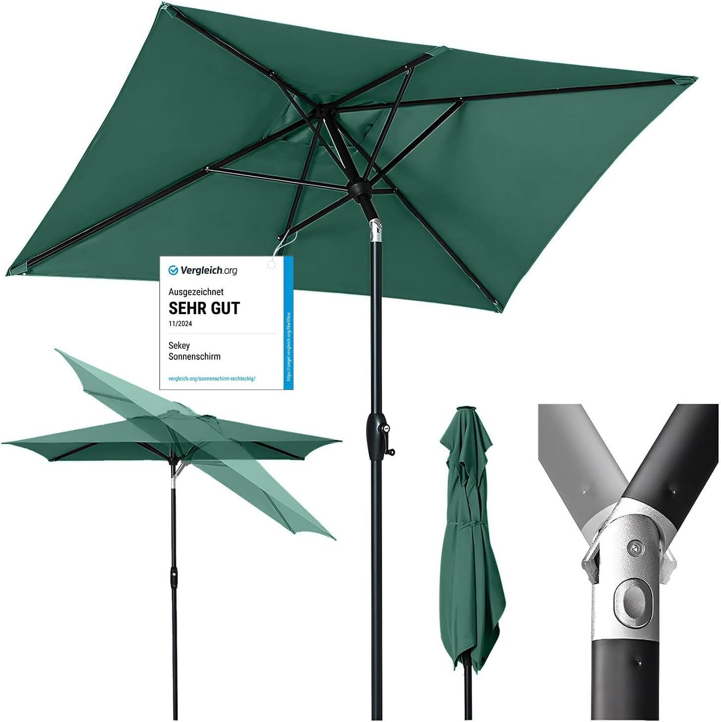 Sekey Ombrellone parasole in alluminio 210x140cm