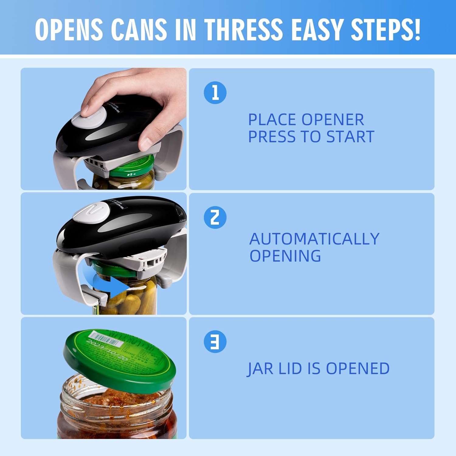 Yuet Apriscatole Elettrico Automatico, Nero - immagine 4