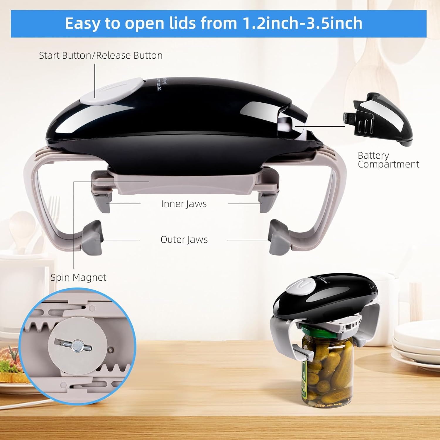 Yuet Apriscatole Elettrico Automatico, Nero - immagine 7