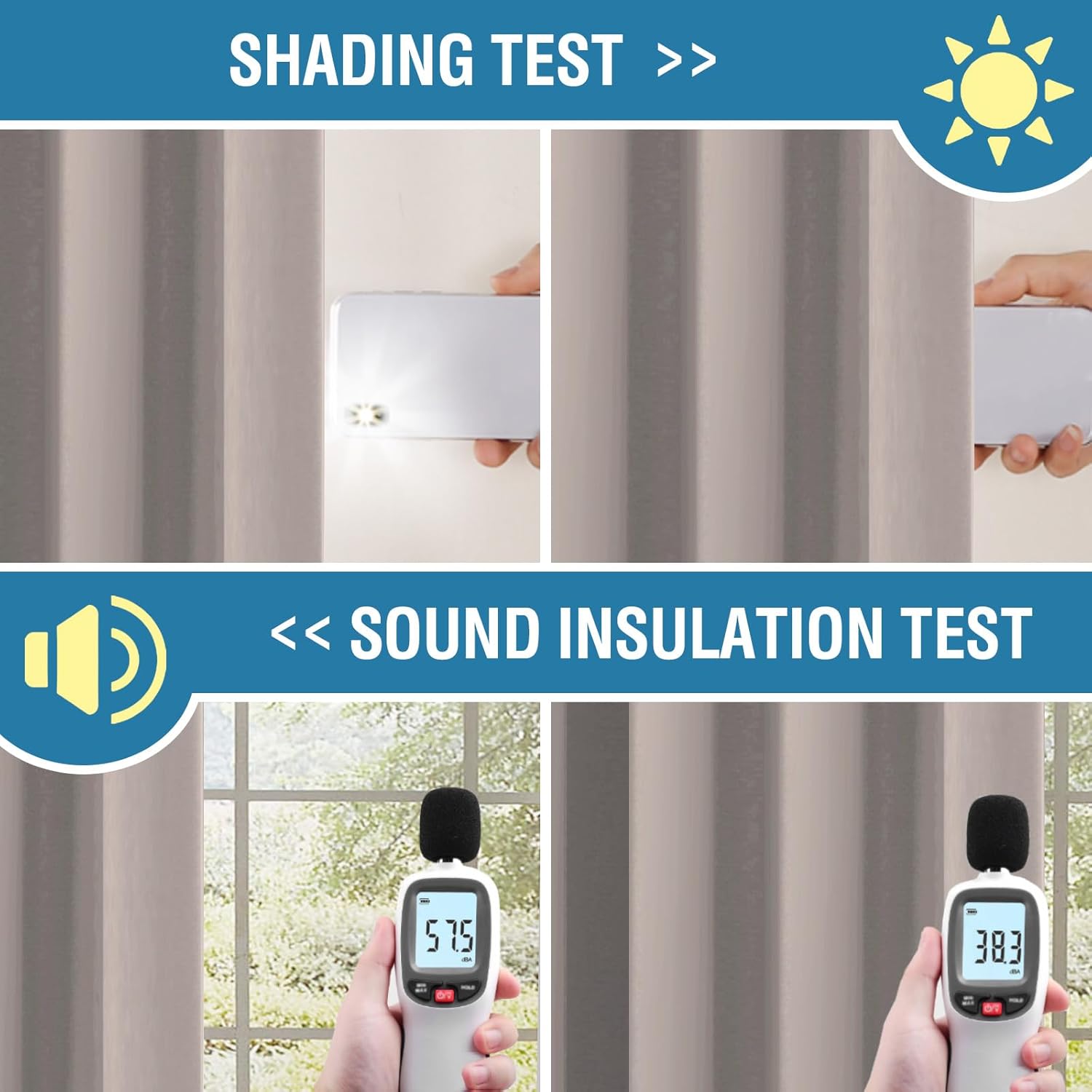Tende Oscuranti 100% per Interni 2 Pezzi, Natura - immagine 6