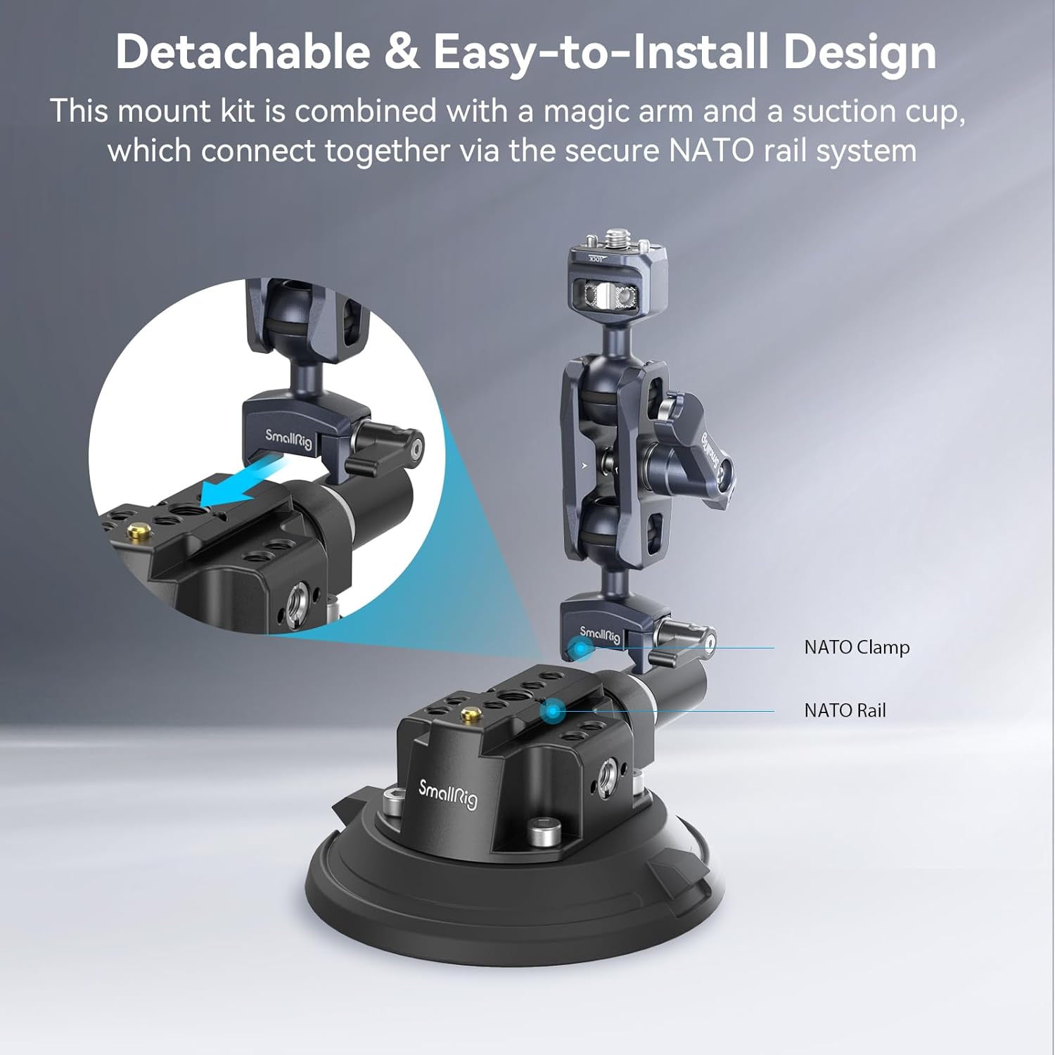 Smallrig Supporto a Ventosa 4" con Braccio Magico - immagine 2