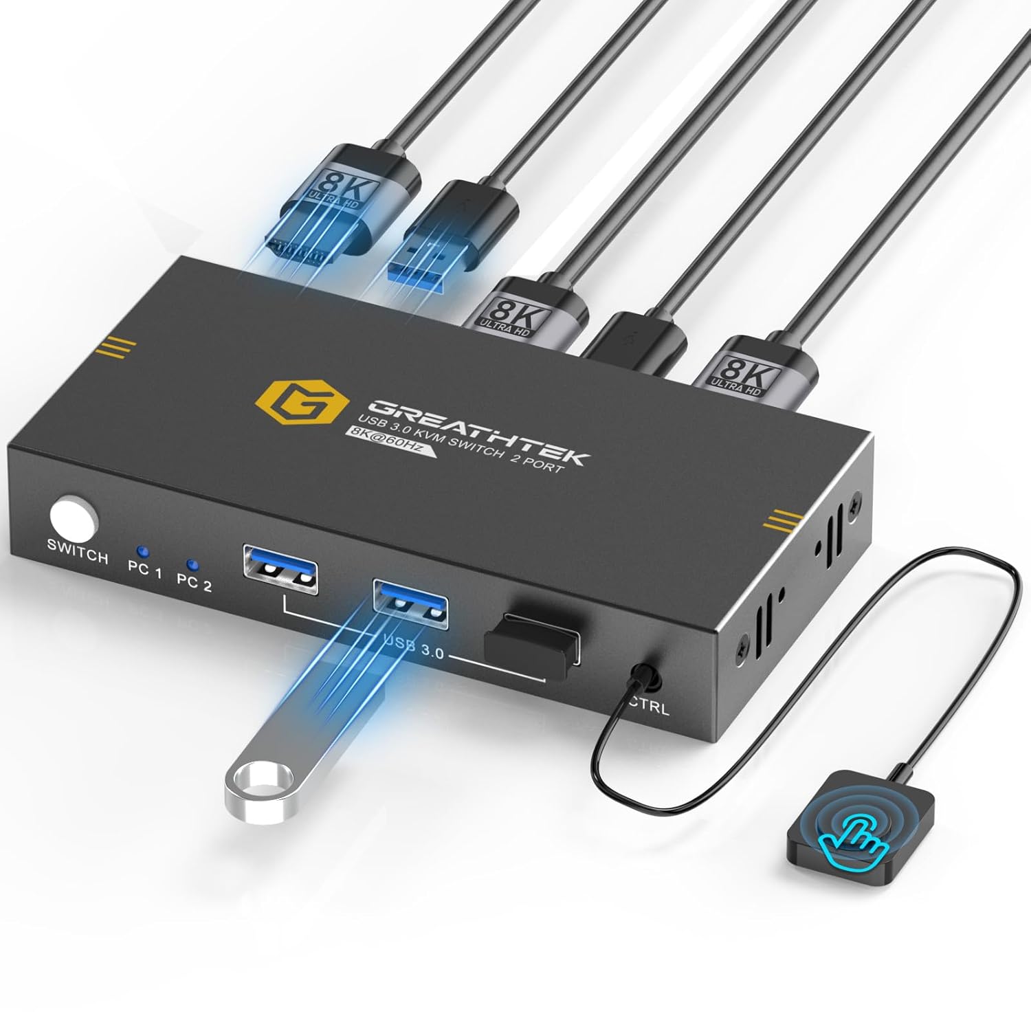 8K@60Hz HDMI KVM Switch 2 PC con USB3.0 - immagine 1