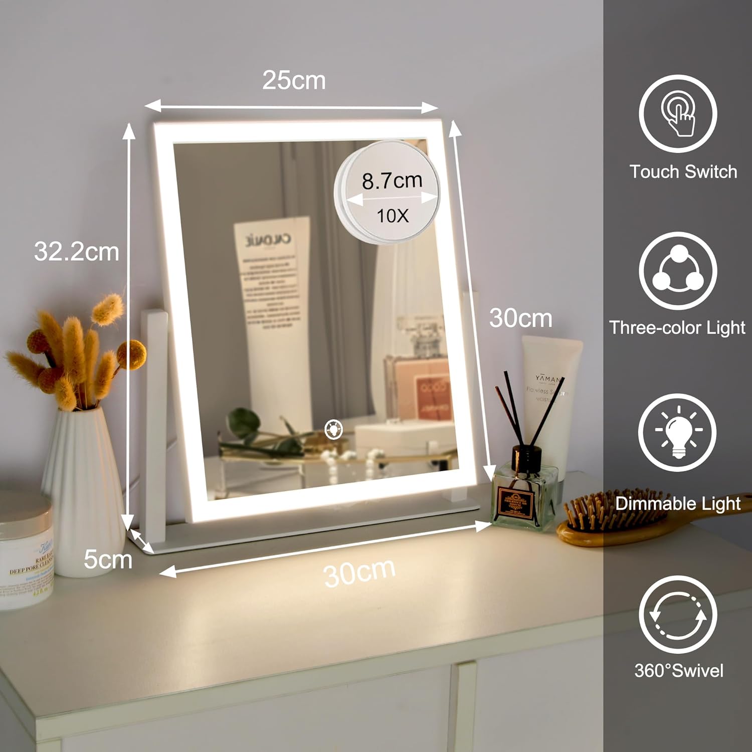 Specchio Trucco con Illuminazione 10x Ingrandimento - immagine 2