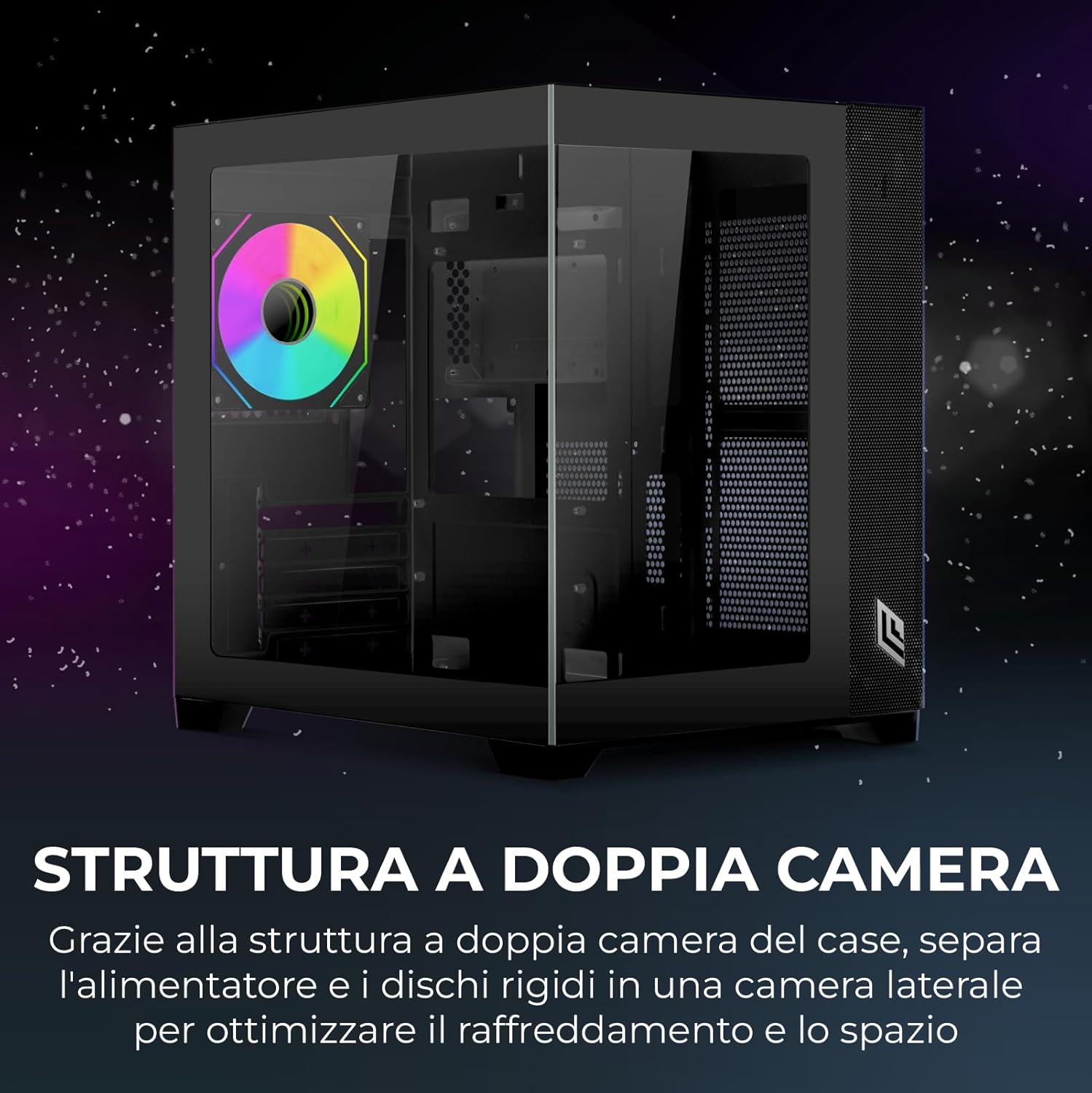 Noua Vision ZK100 Mini Nero - Case Micro ATX PC Gaming - immagine 2