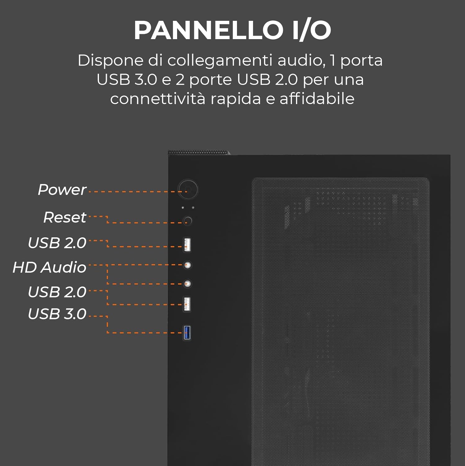 Noua Vision ZK100 Mini Nero - Case Micro ATX PC Gaming - immagine 3