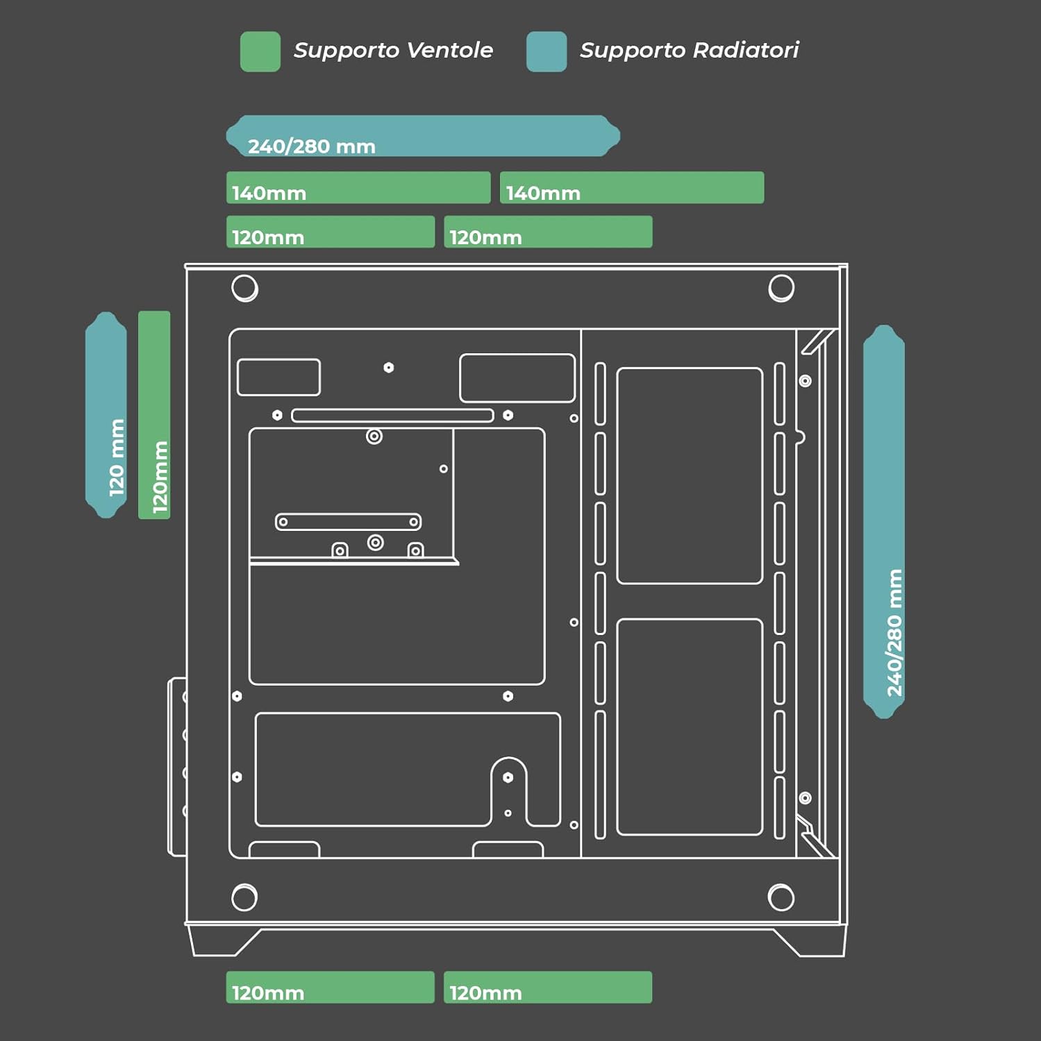 Noua Vision ZK100 Mini Nero - Case Micro ATX PC Gaming - immagine 6