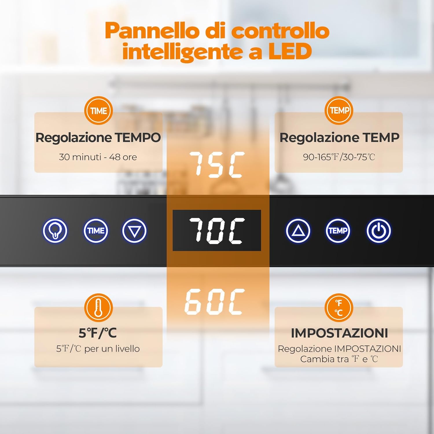 Yashe Essiccatore Alimentare 800W con Display LED - immagine 3