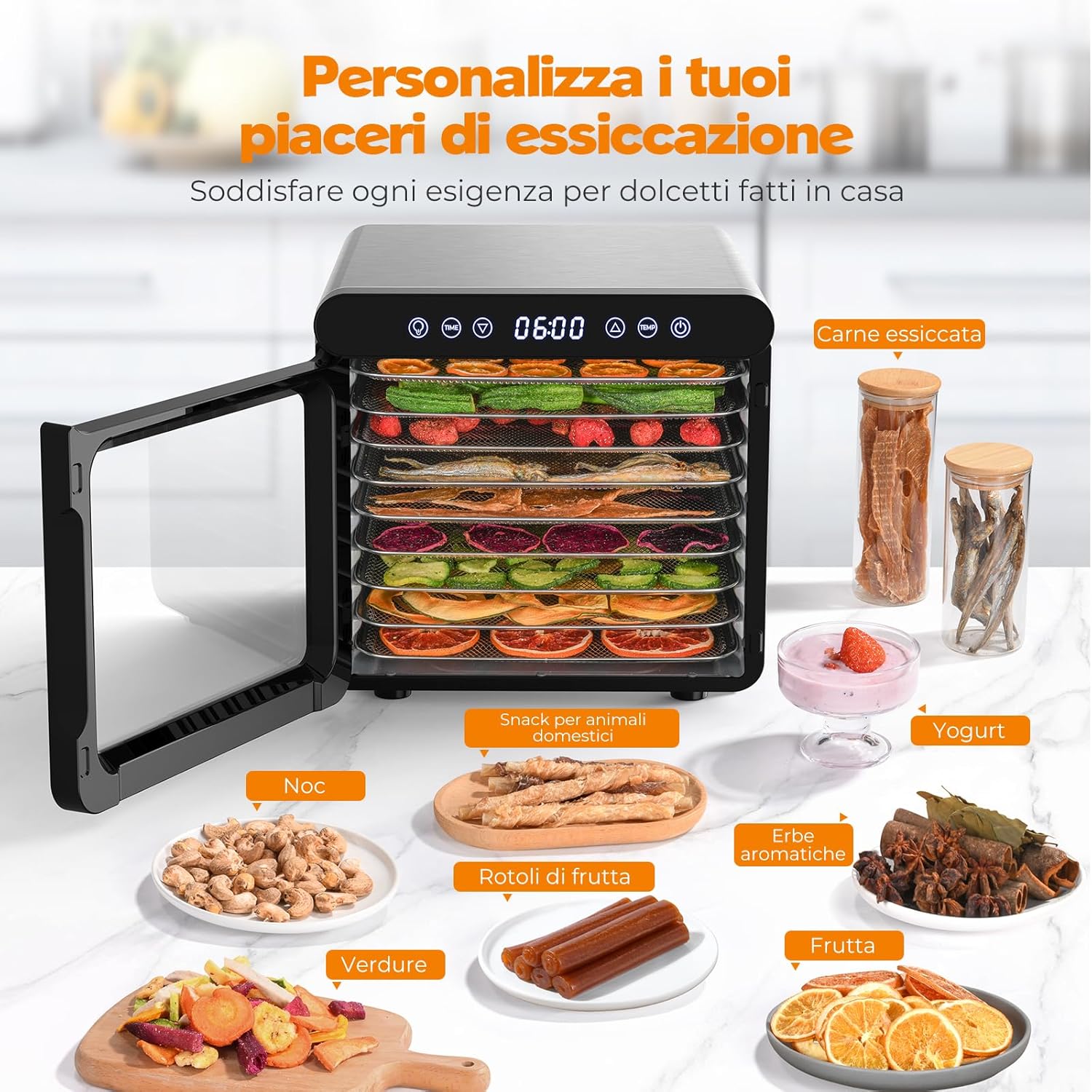 Yashe Essiccatore Alimentare 800W con Display LED - immagine 4