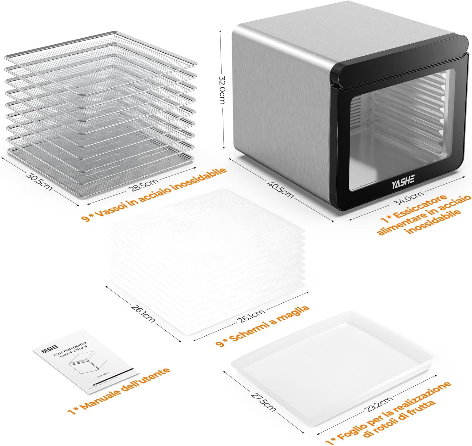 Yashe Essiccatore Alimentare 800W con Display LED - immagine 6