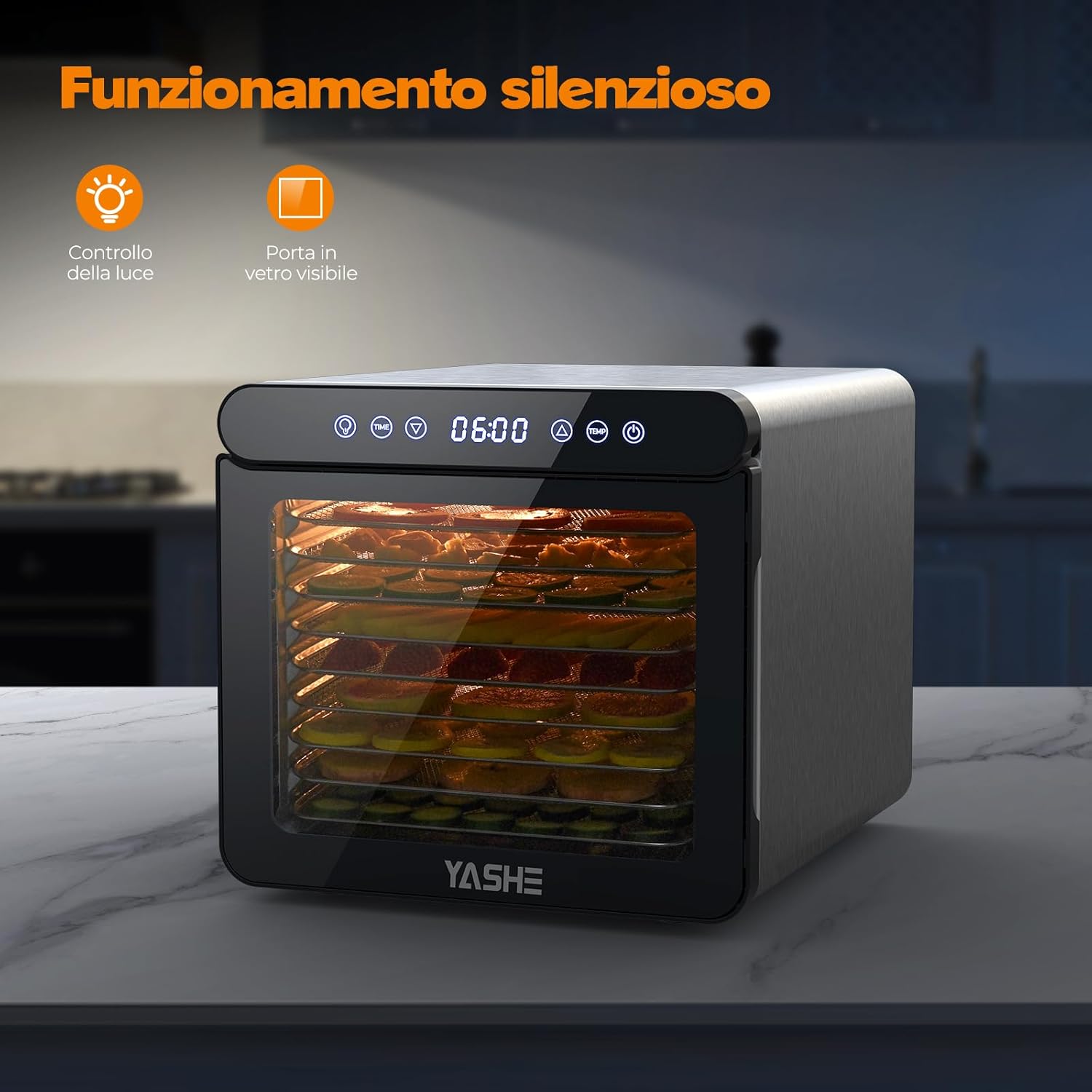 Yashe Essiccatore Alimentare 800W con Display LED - immagine 8