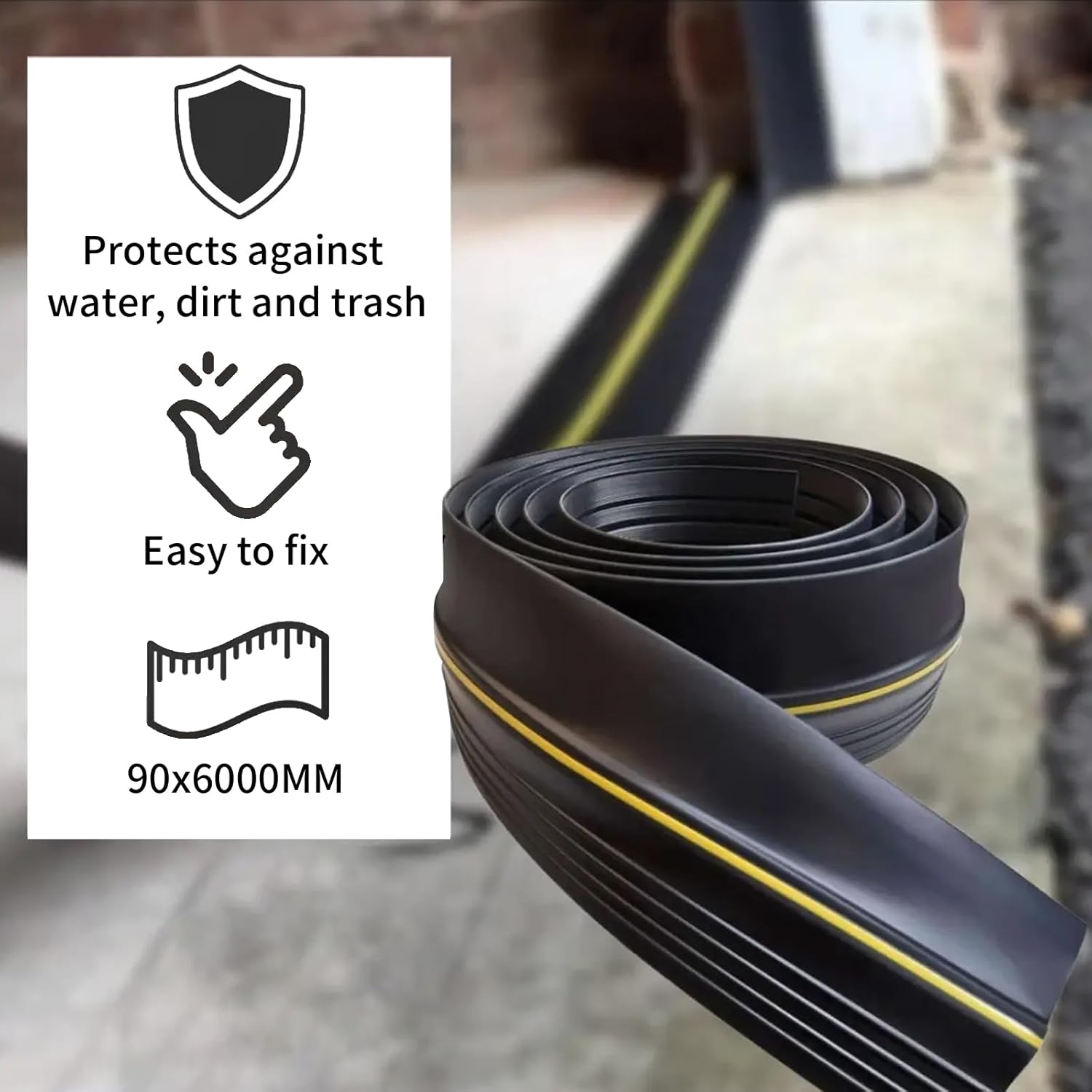 Guarnizione Soglia Porta Garage 6M, Nera - immagine 3