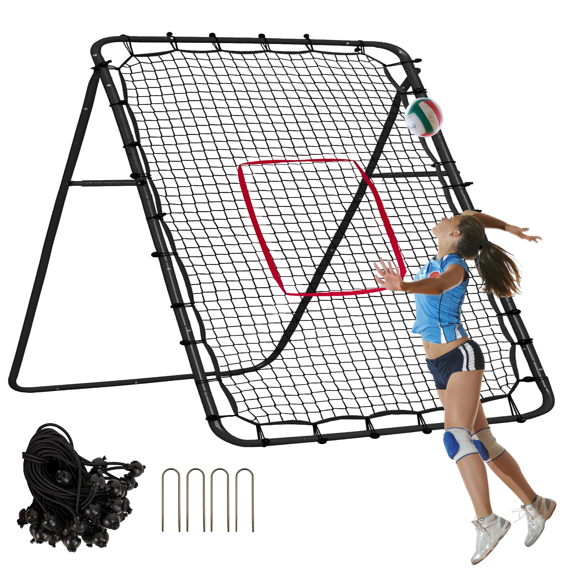 Backyard Volleyball Rebounder Net - Foldable Pitchback for Multiple Sports