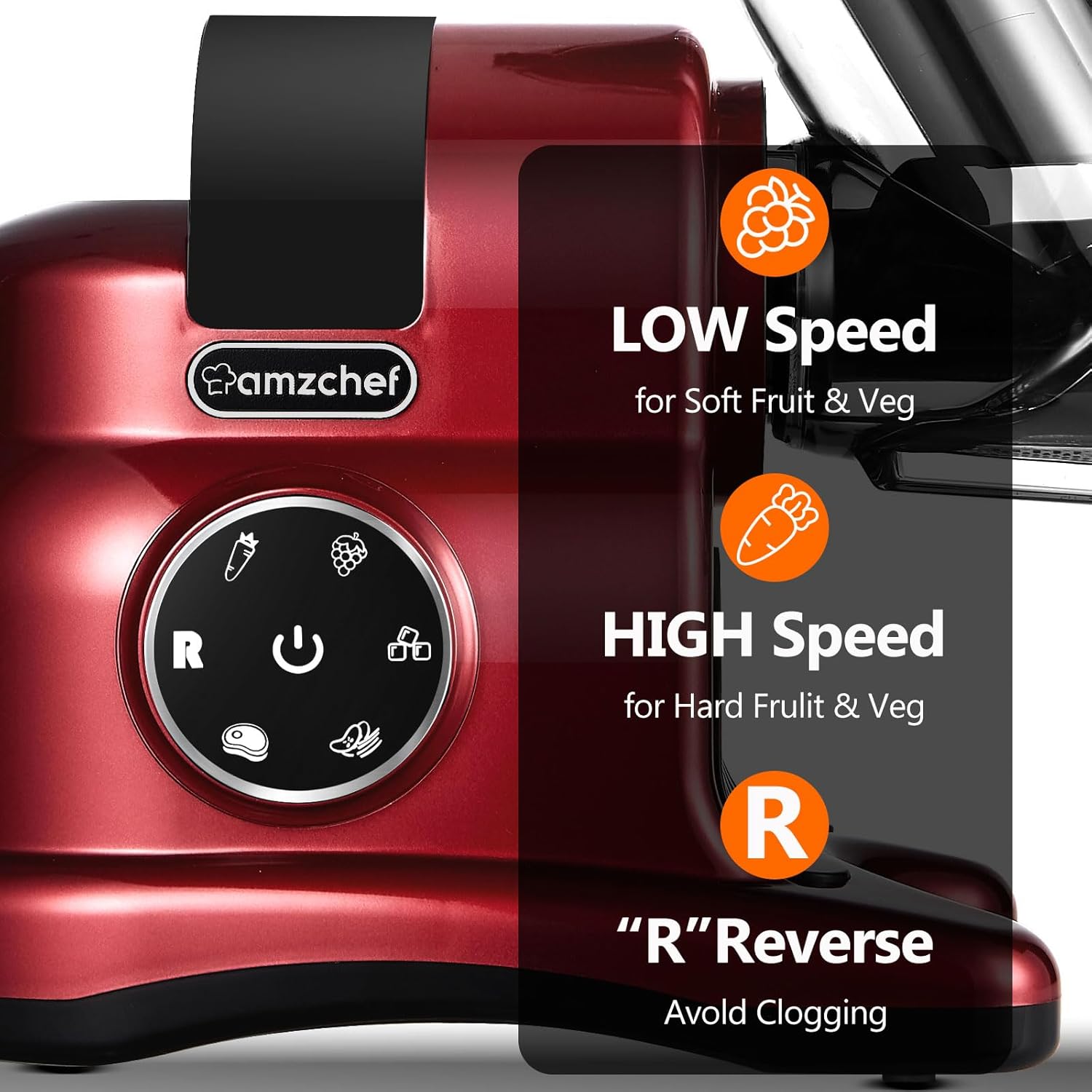 Amzchef Estrattore Frutta e Verdura Professionale, Rosso - immagine 4