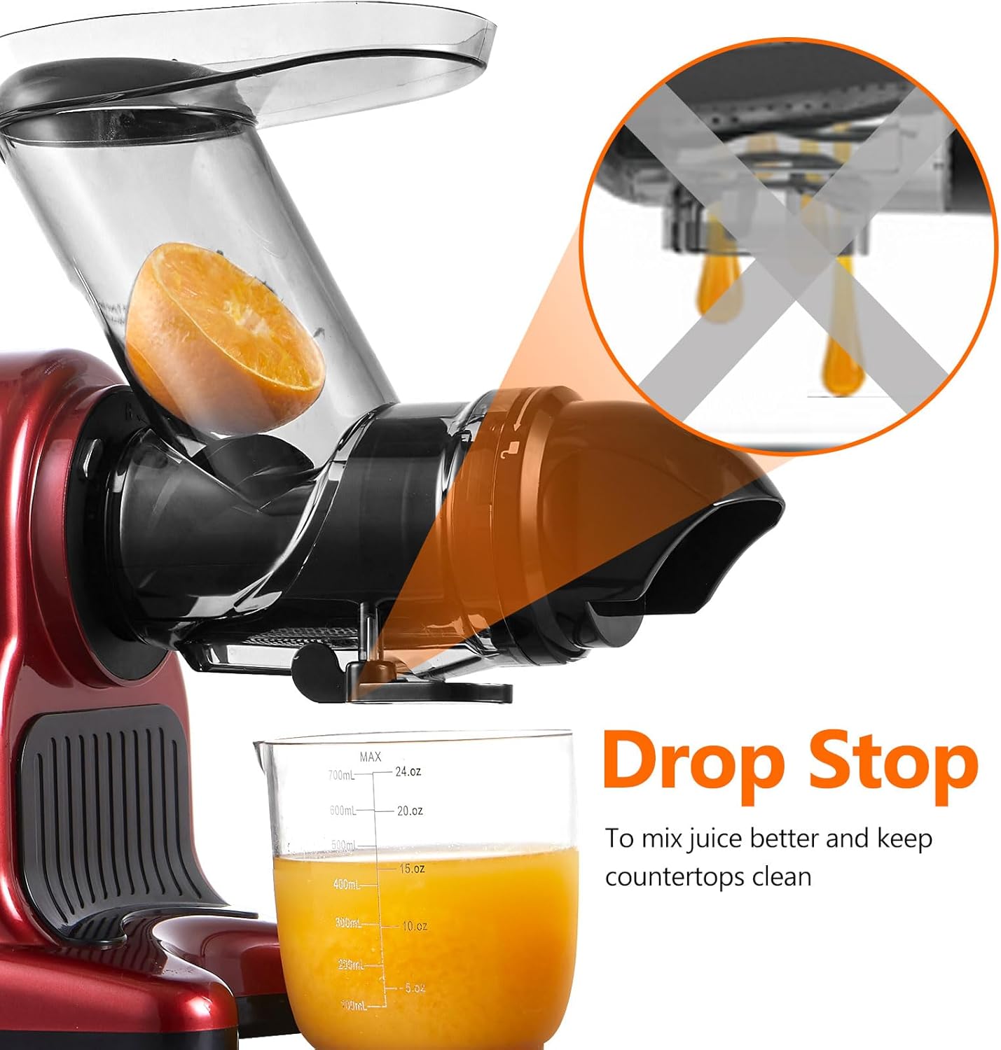 Amzchef Estrattore Frutta e Verdura Professionale, Rosso - immagine 5