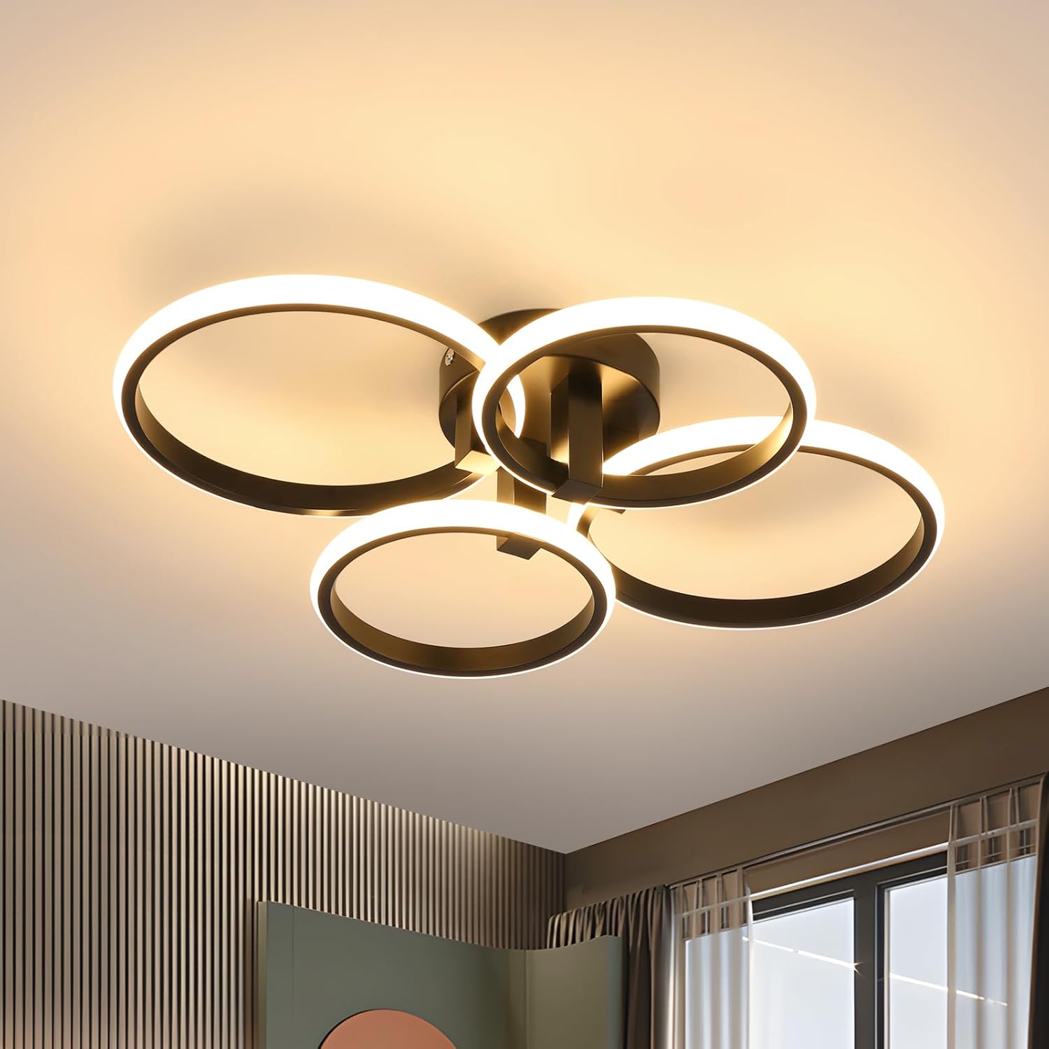 Delipop Plafoniera LED Soffitto Moderna 48W 3000K, Nero - immagine 1