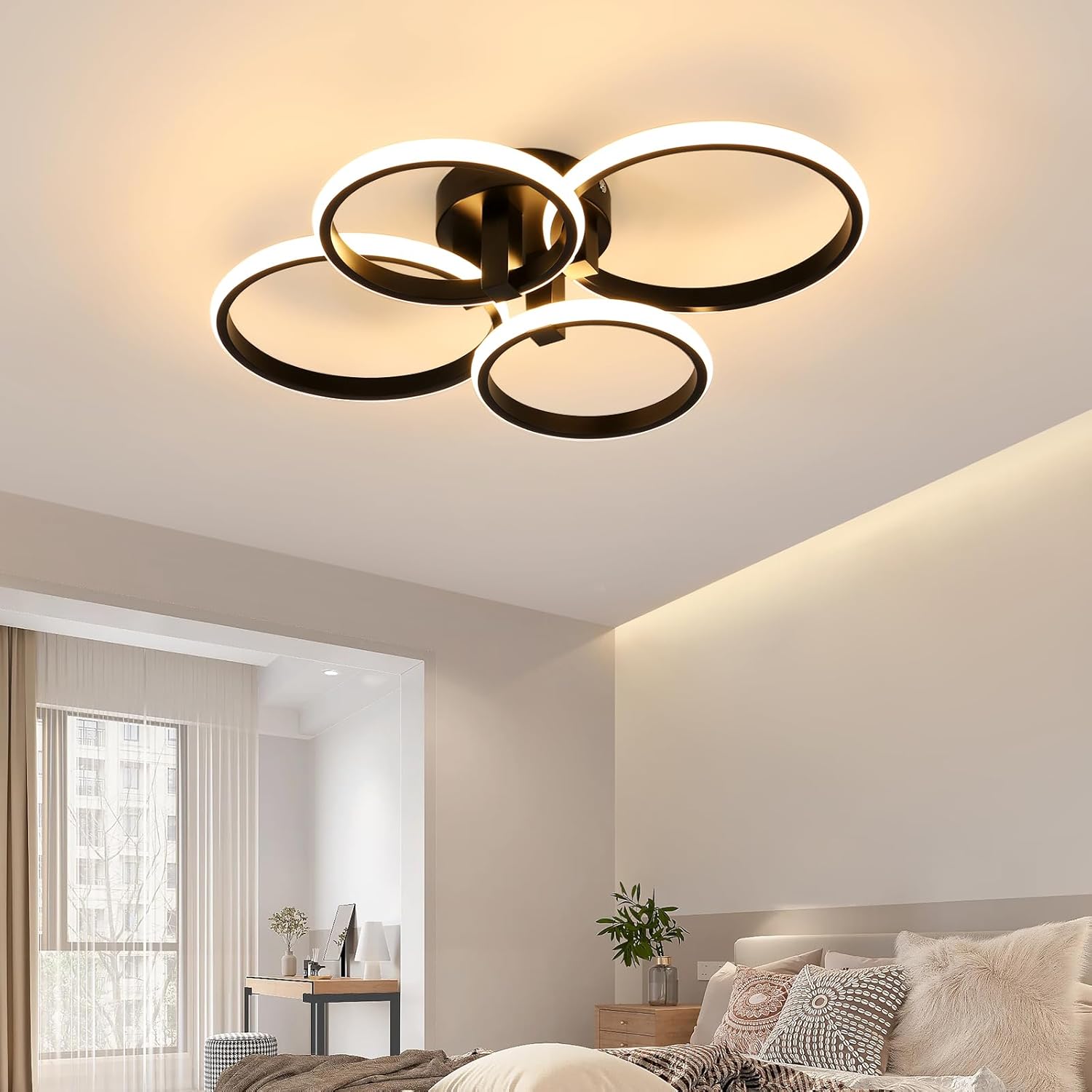 Delipop Plafoniera LED Soffitto Moderna 48W 3000K, Nero - immagine 2