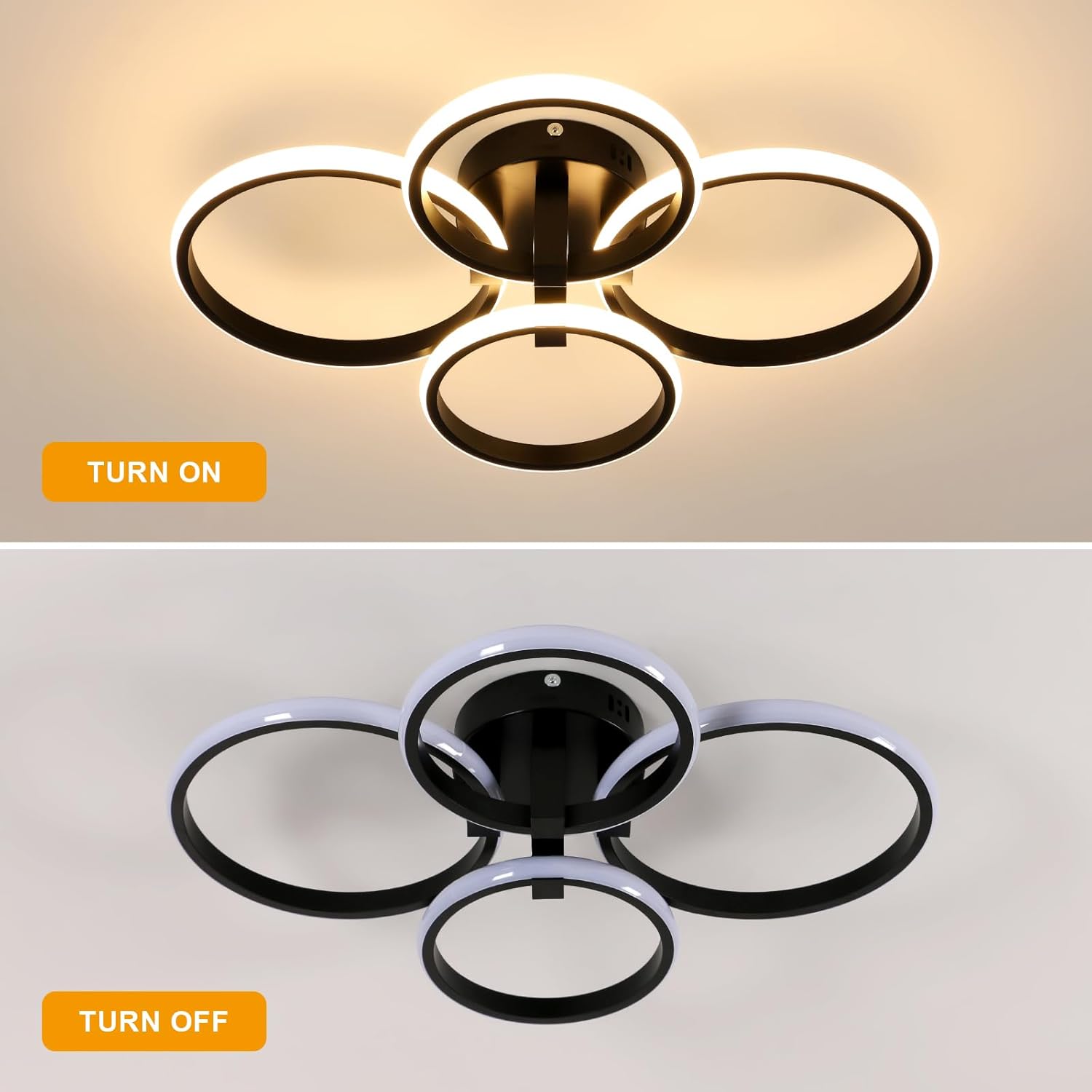 Delipop Plafoniera LED Soffitto Moderna 48W 3000K, Nero - immagine 5