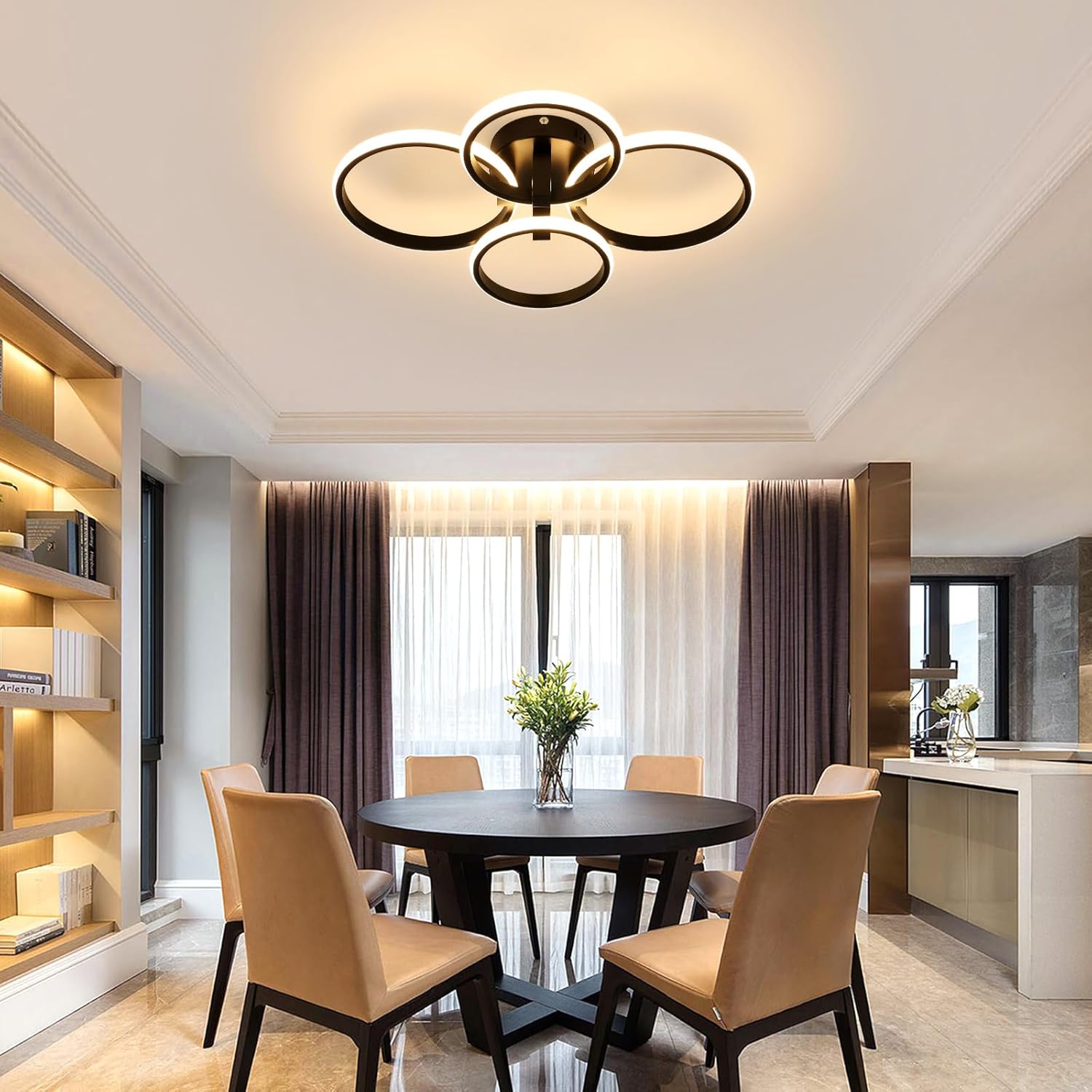 Delipop Plafoniera LED Soffitto Moderna 48W 3000K, Nero - immagine 6