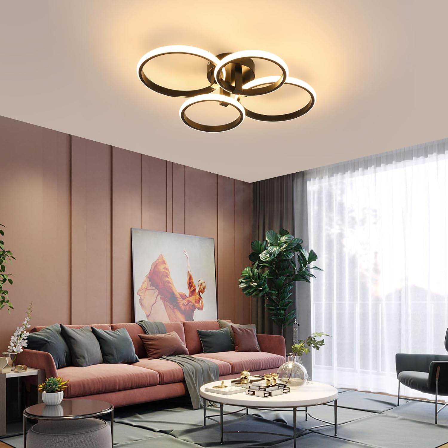 Delipop Plafoniera LED Soffitto Moderna 48W 3000K, Nero - immagine 7