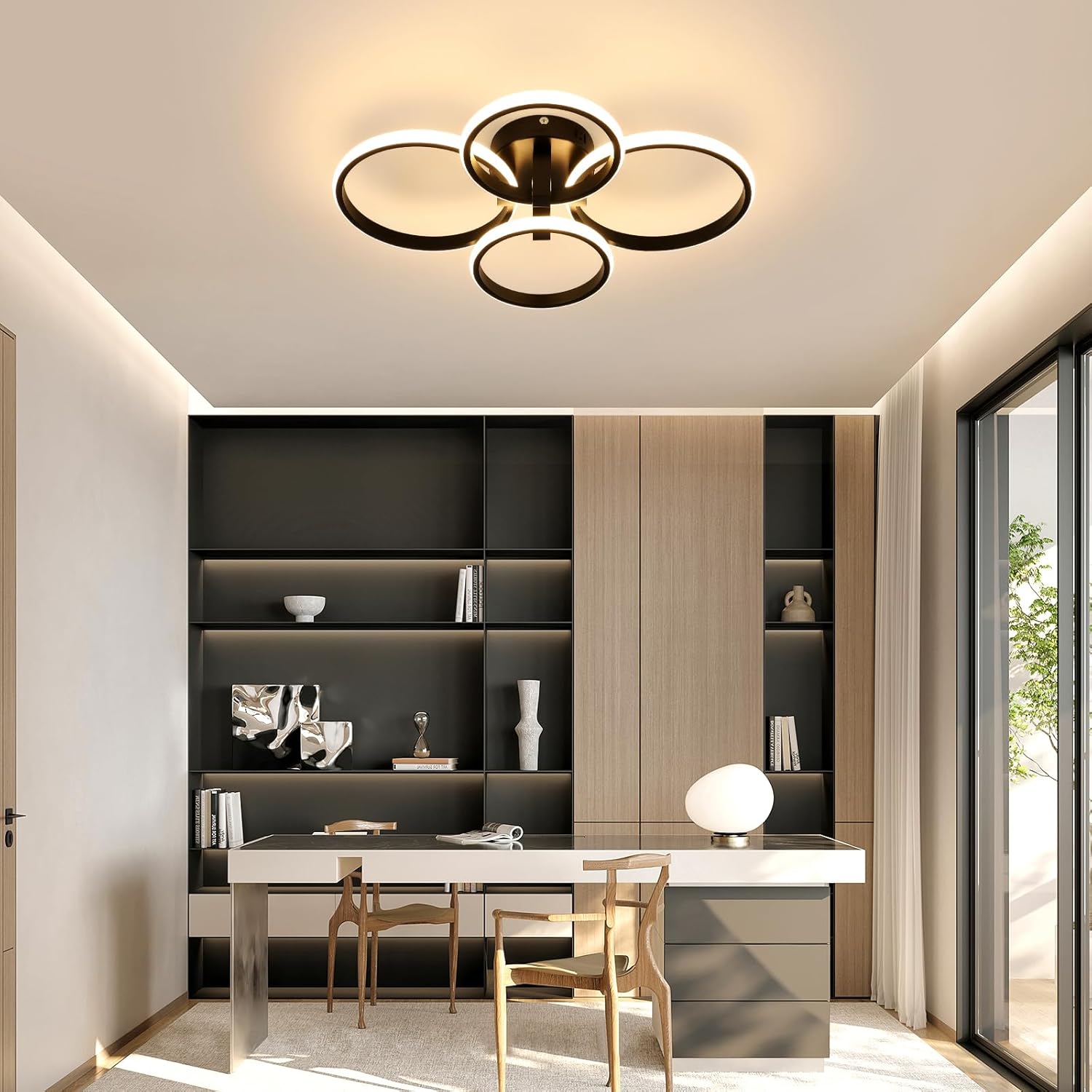 Delipop Plafoniera LED Soffitto Moderna 48W 3000K, Nero - immagine 9