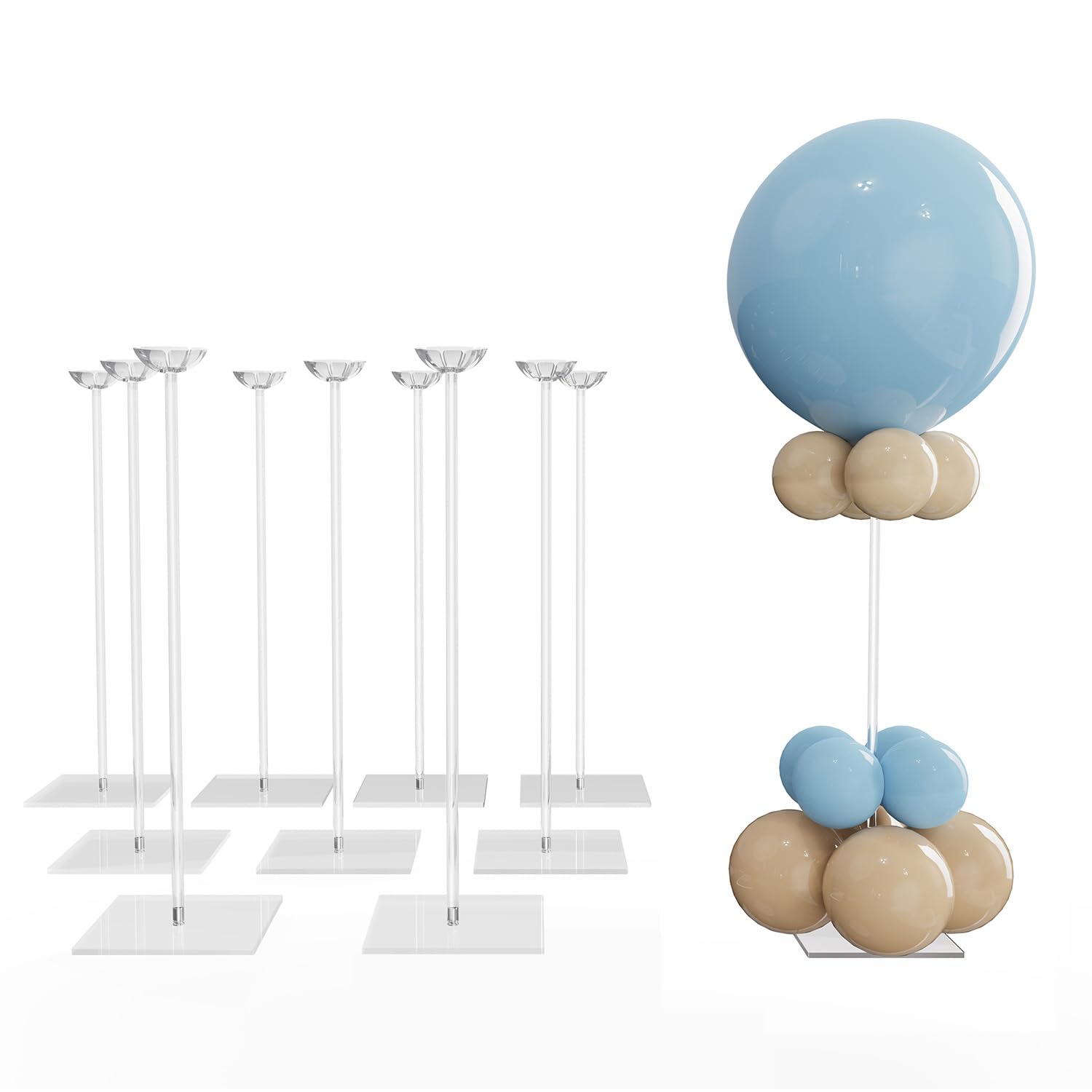 Yallove Kit Supporto Palloncini da Tavolo Acrilico (10 Pezzi)