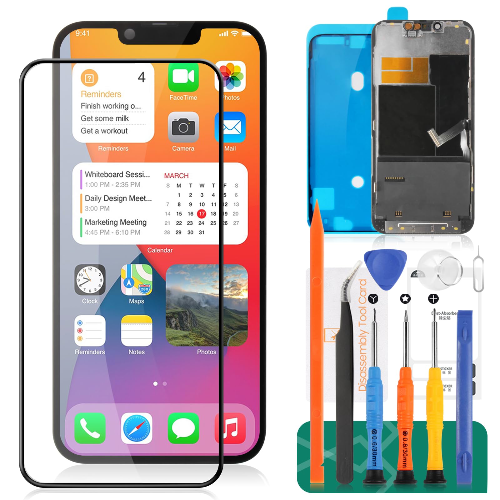 Srjtek Incell - Schermo LCD Ricambio per iPhone 13 Pro 6.1"