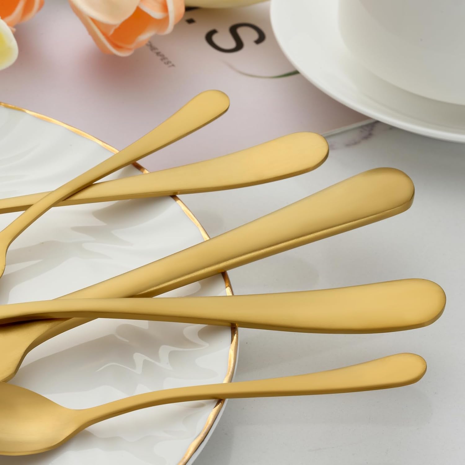 Bewos Set Posate 72 Pezzi per 12 Persone, Oro - immagine 4