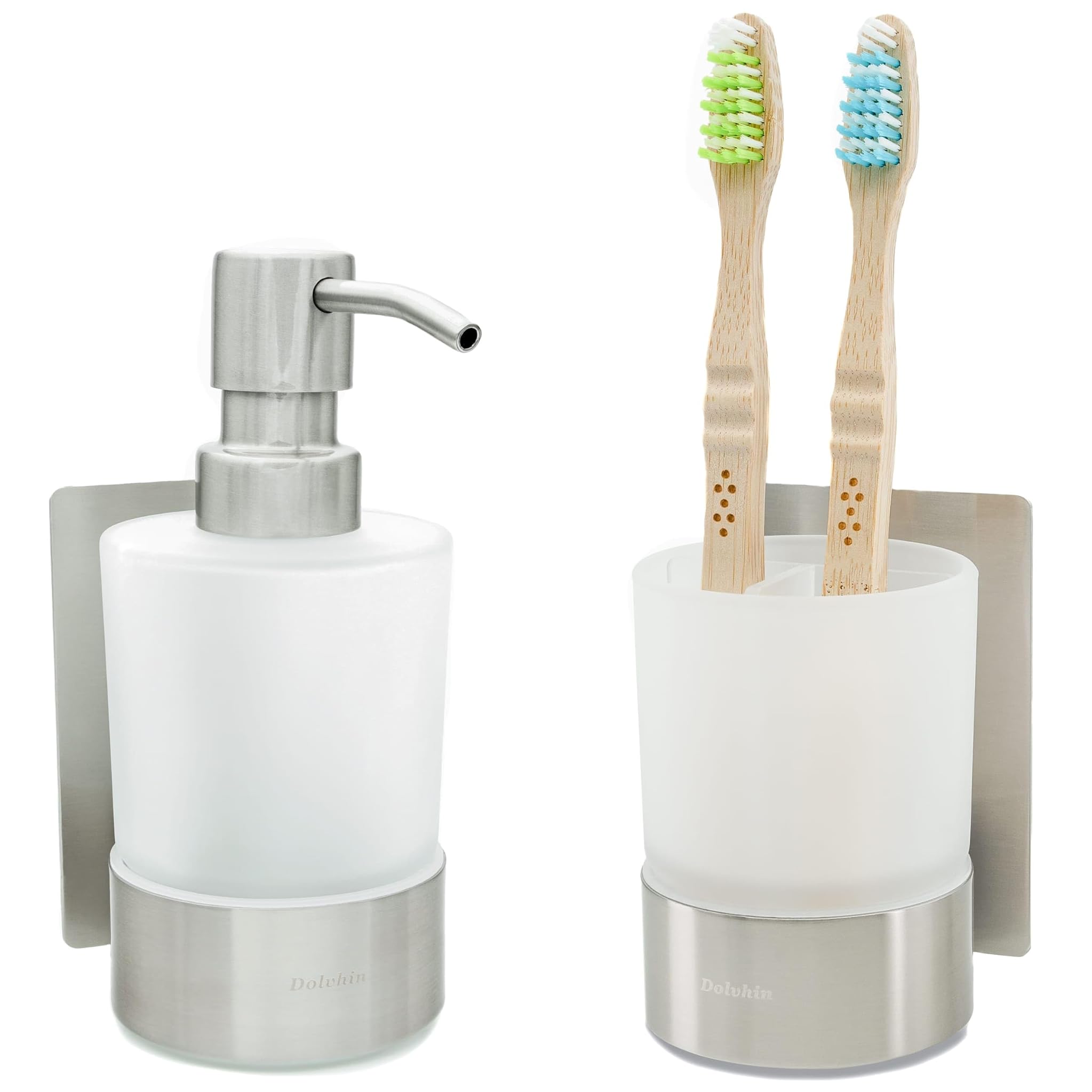 Set Dispenser Sapone e Bicchiere Bagno Adesivo