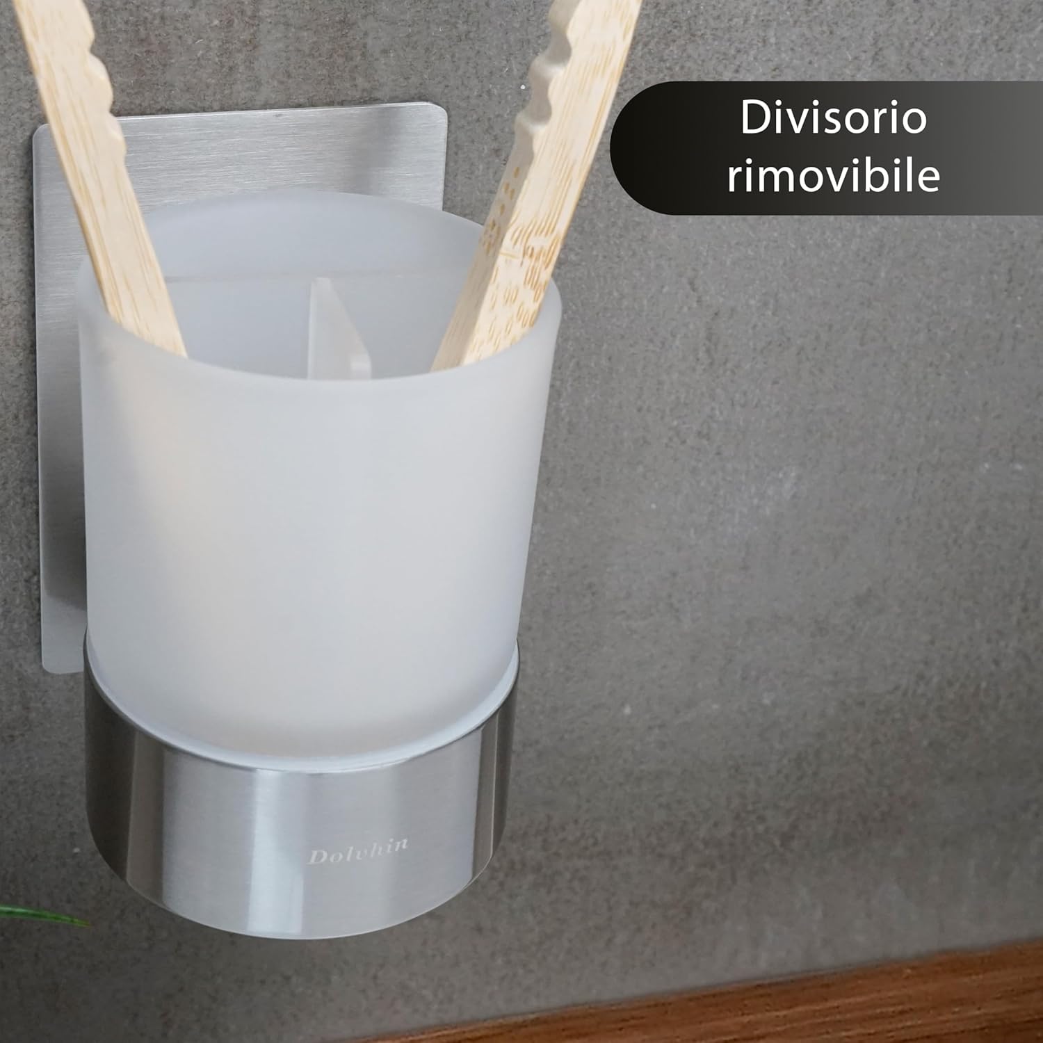 Set Dispenser Sapone e Bicchiere Bagno Adesivo - immagine 4