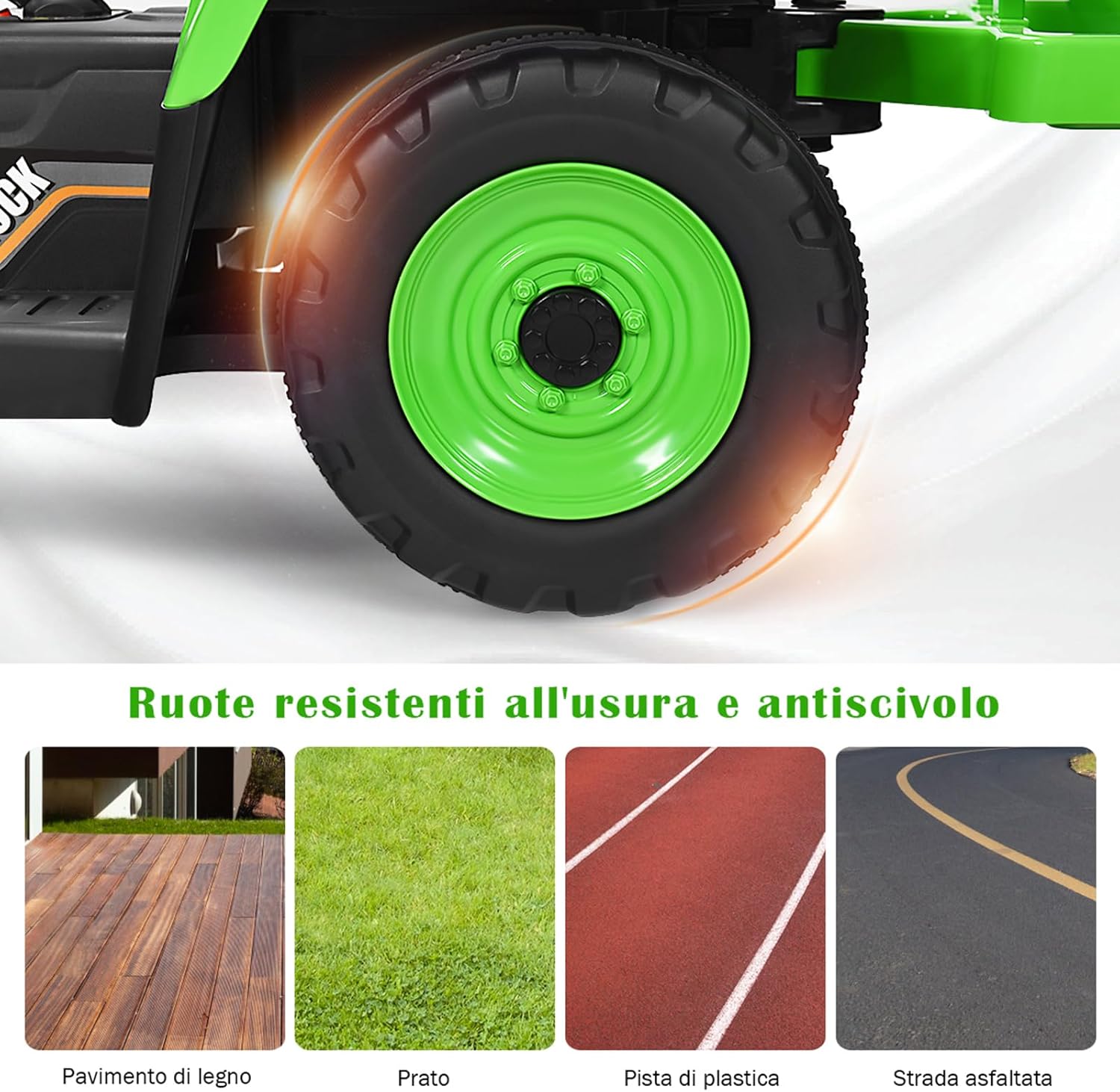 Costway Trattore Cavalcabile Elettrico 12V con Rimorchio, Verde - immagine 8