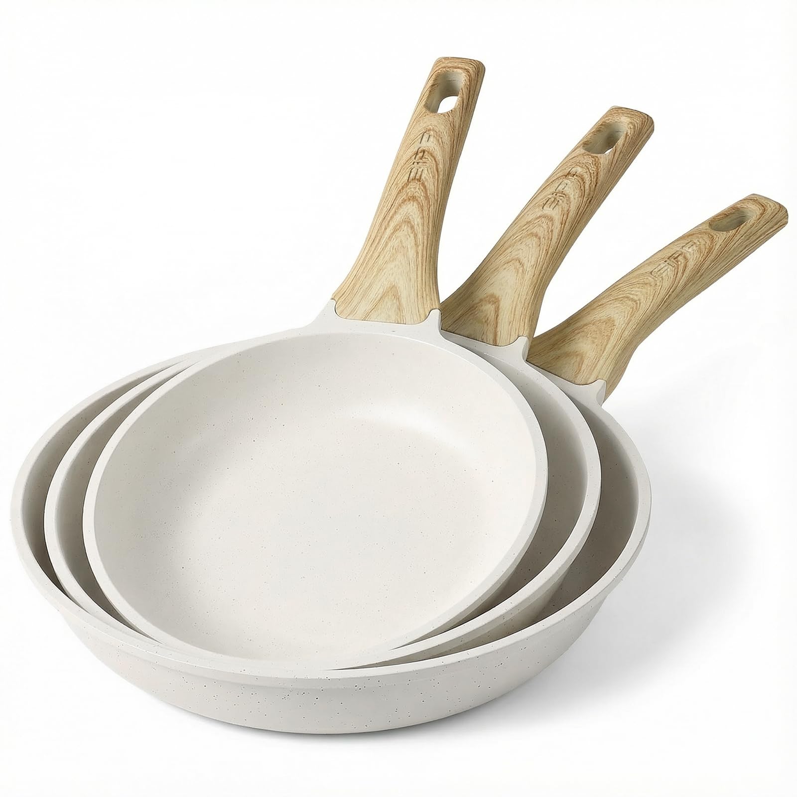 Gipp Padella Antiaderente in Ceramica (24+26+28cm), Bianco