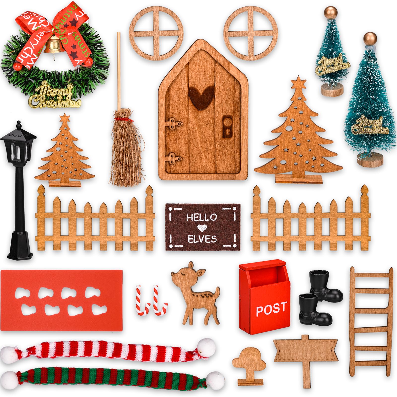 Porta Elfo Natale Kit Legno Accessori per Bambini