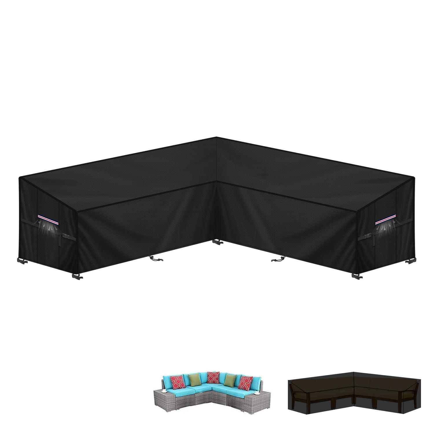 Lamuni Copertura Divano Angolare da Giardino 217x217x87x80/60cm