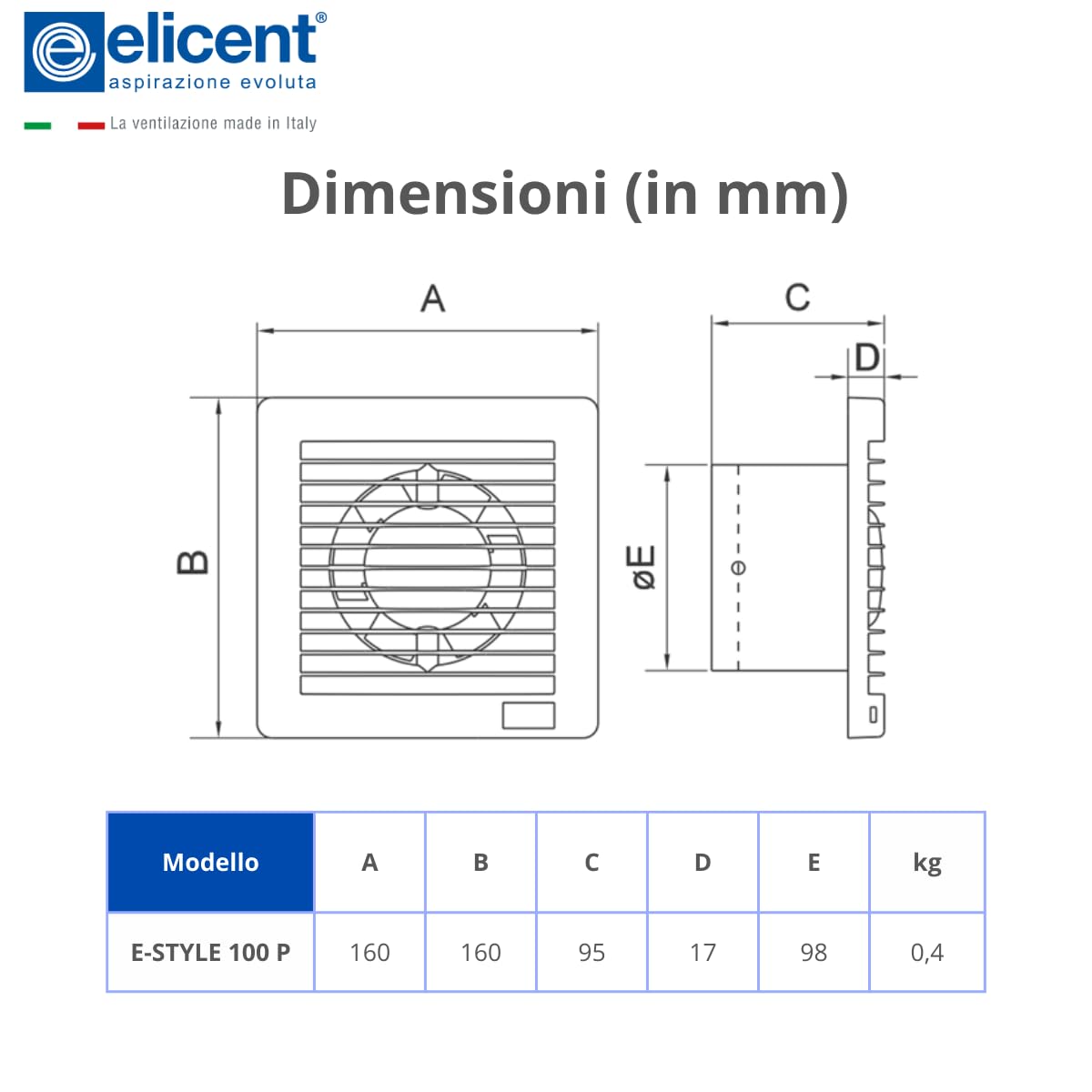 Elicent Estyle 100 Performance - Aspiratore Elicoidale ø100mm - immagine 2