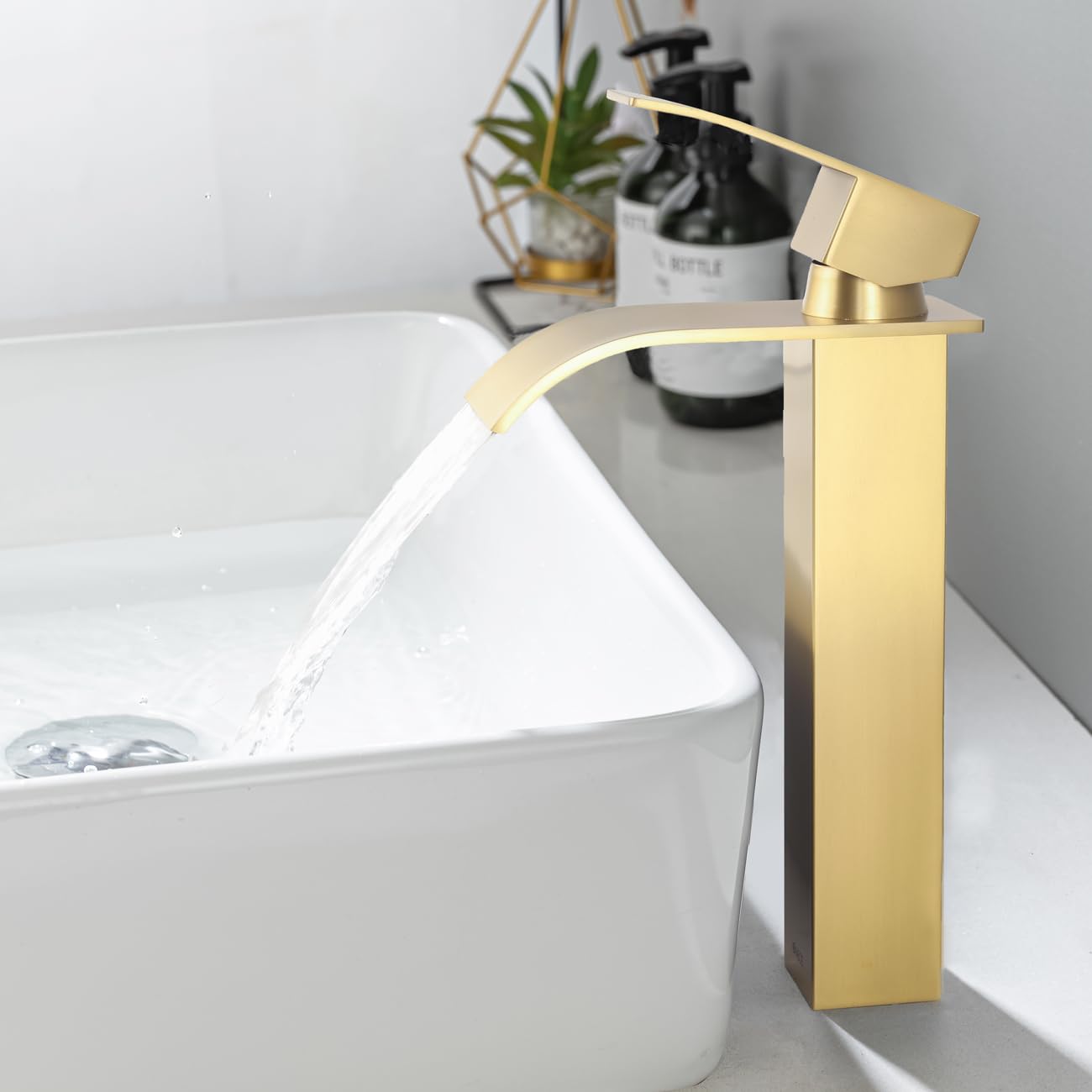 Onece Rubinetto Bagno Lavabo Alto Oro a Cascata