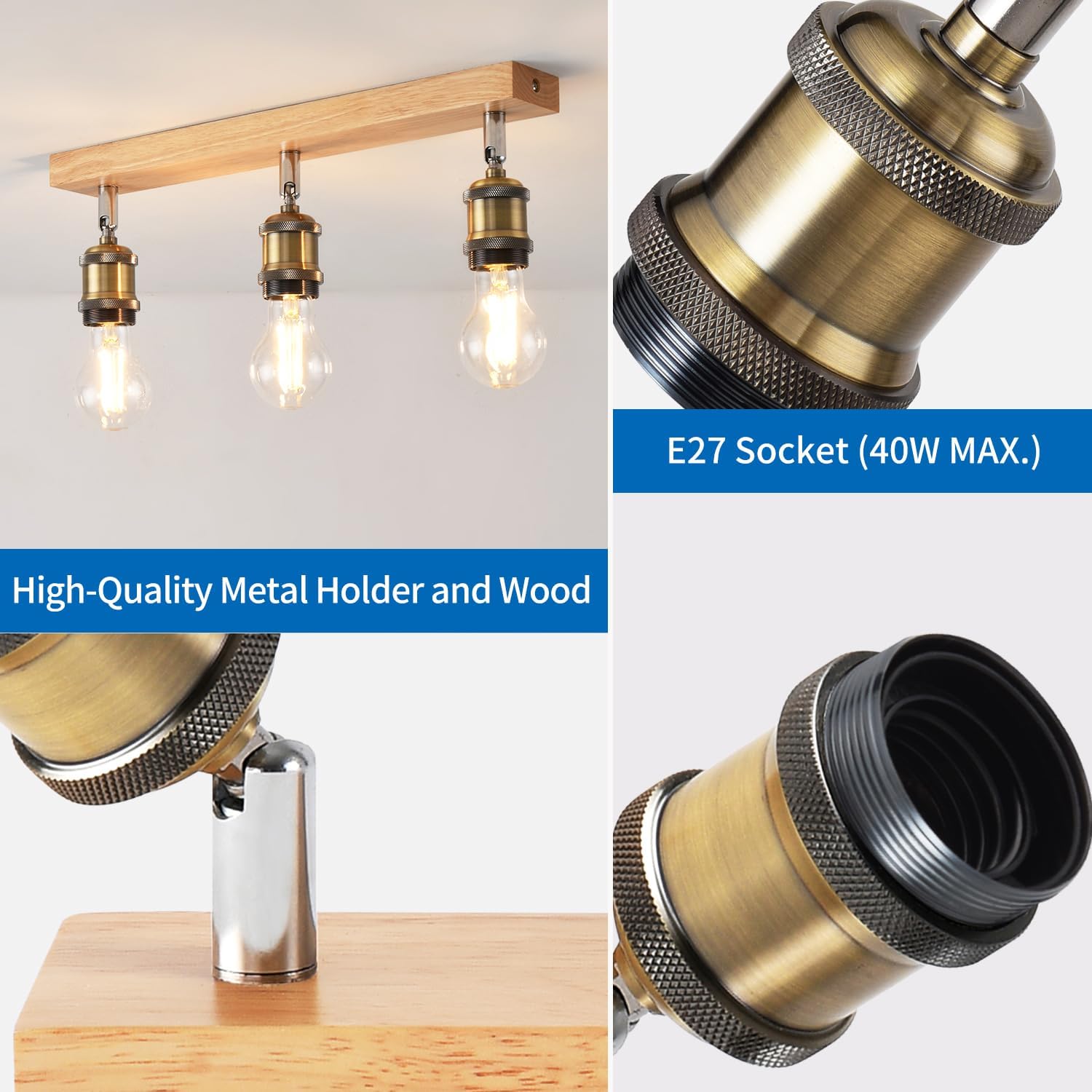 Anwio Faretti da Soffitto Bronzo con 3 Portalampade E27 - immagine 2