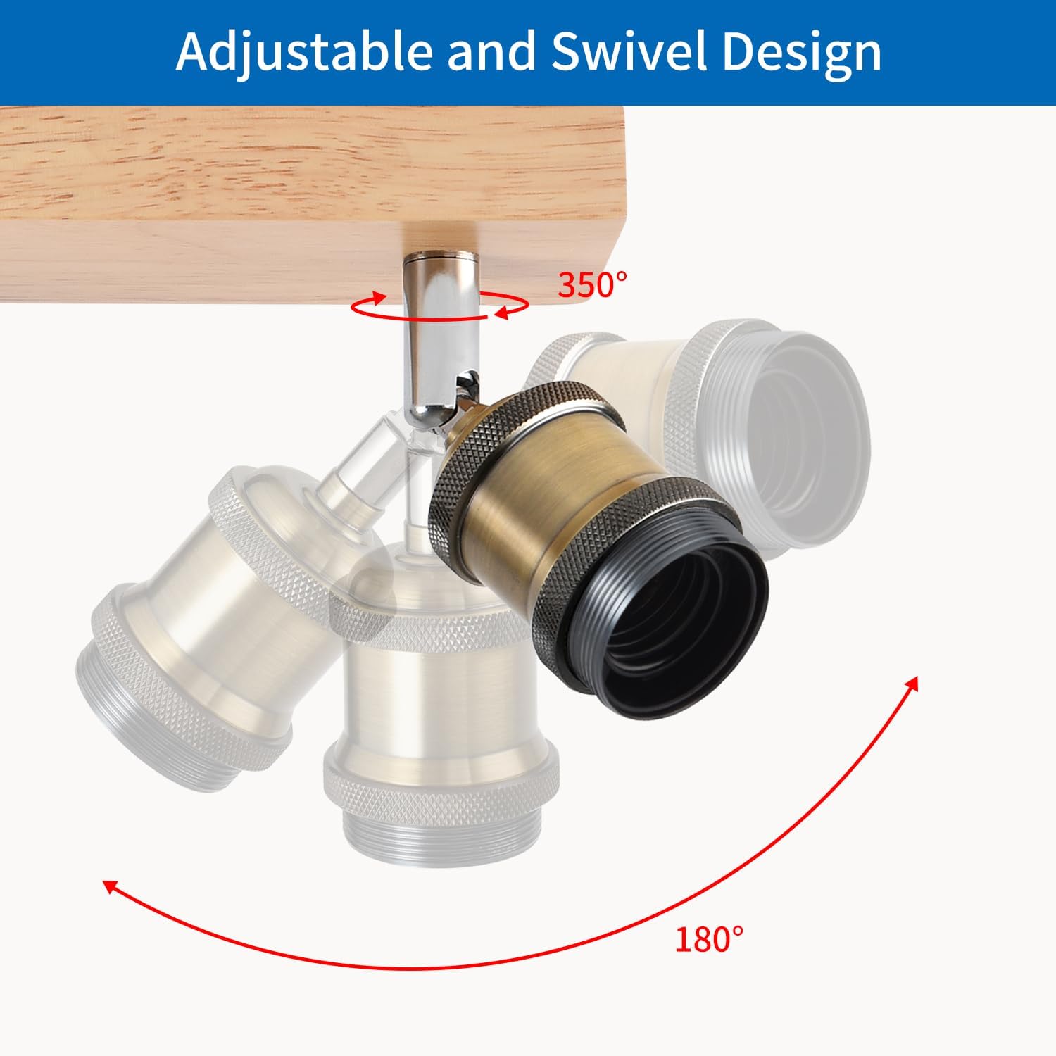 Anwio Faretti da Soffitto Bronzo con 3 Portalampade E27 - immagine 4